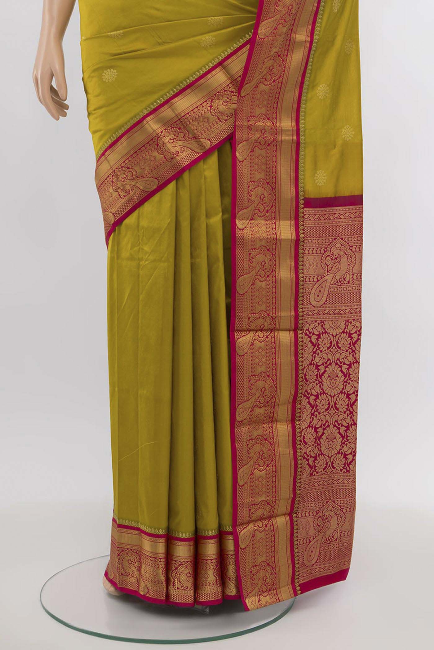 Mehandi Green Blended Bangalore Silk Saree - Image 3