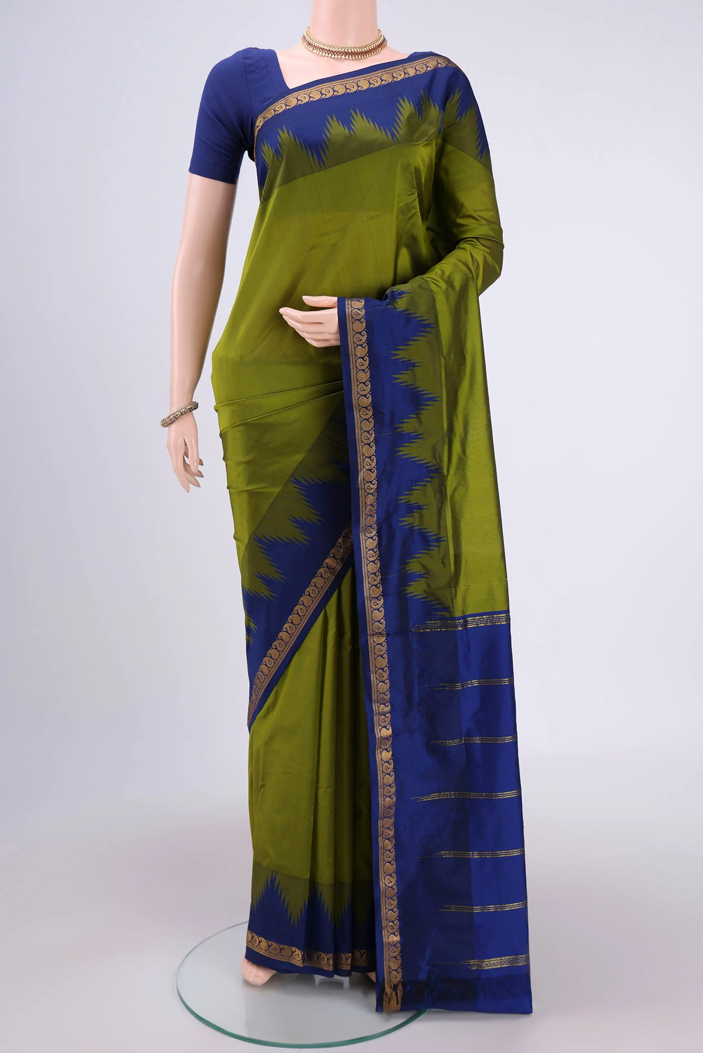 Mehandi Green Blended Bangalore Silk Saree