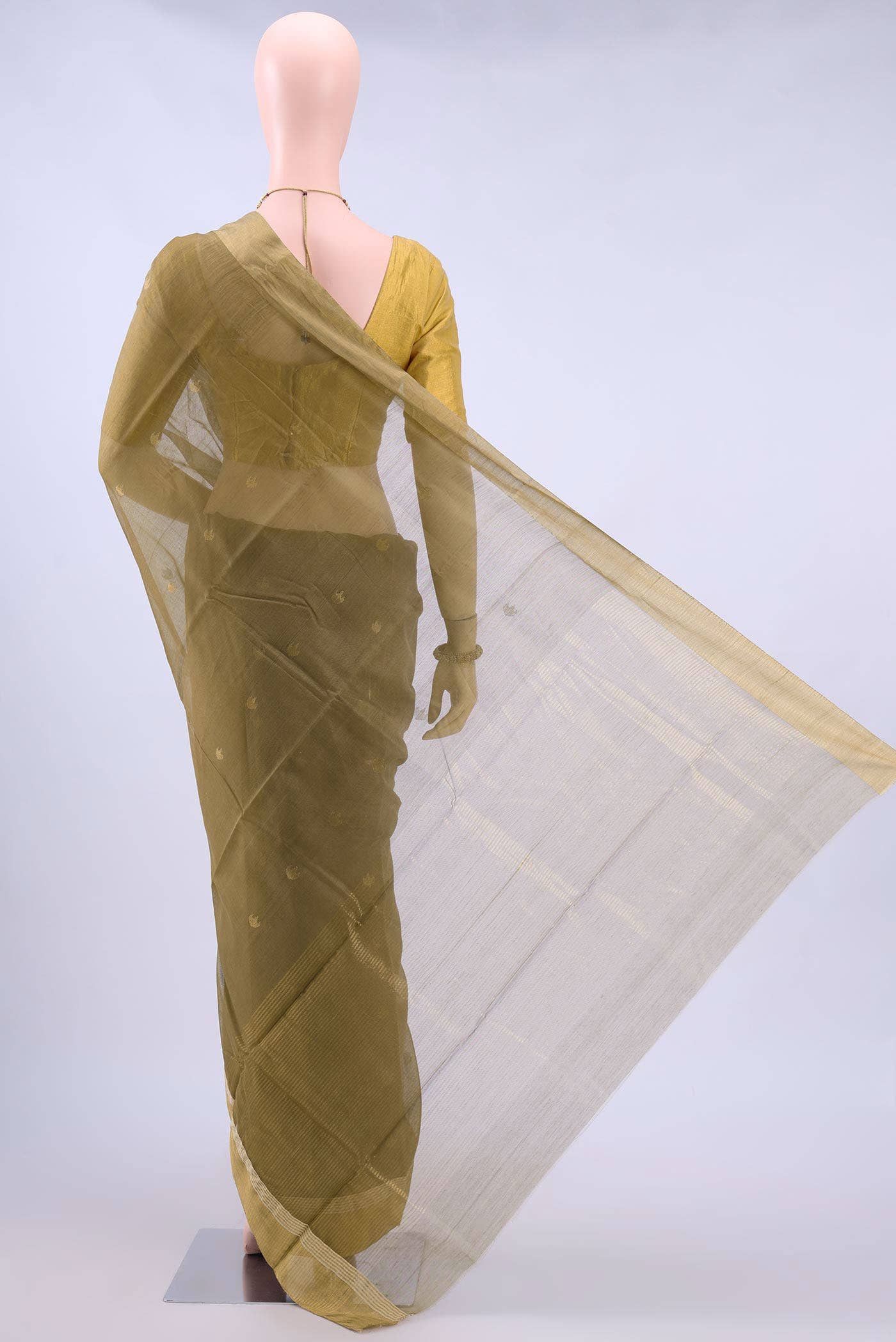 Mehandi Green Chanderi Silk Saree - Image 2