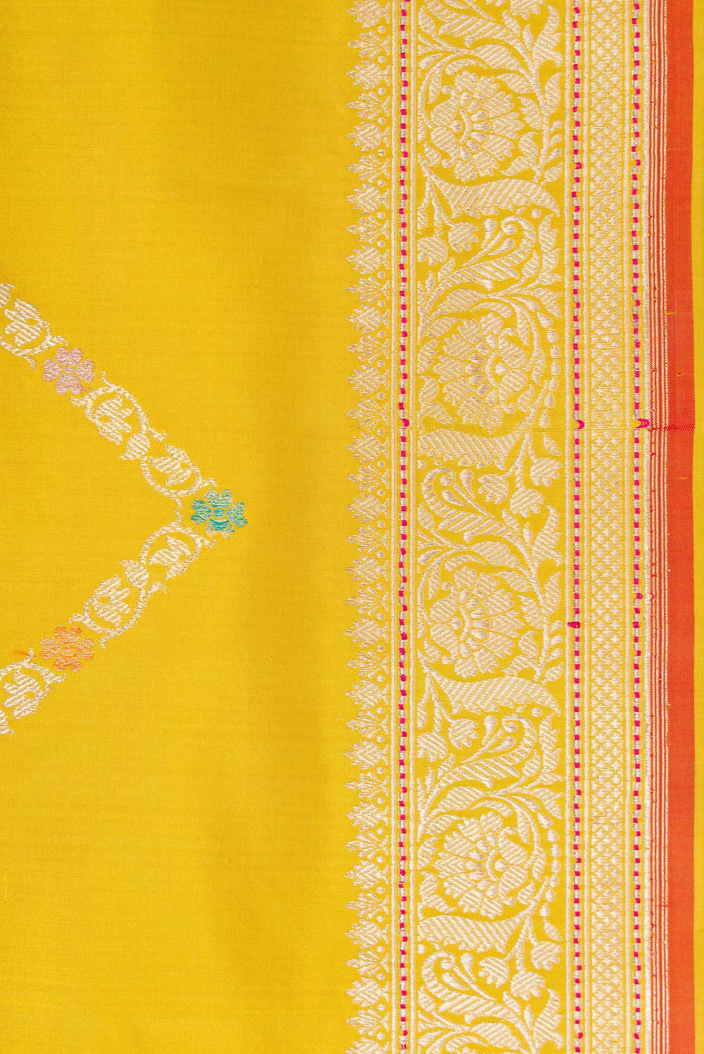 Yellow Banarasi Silk Saree - Image 3