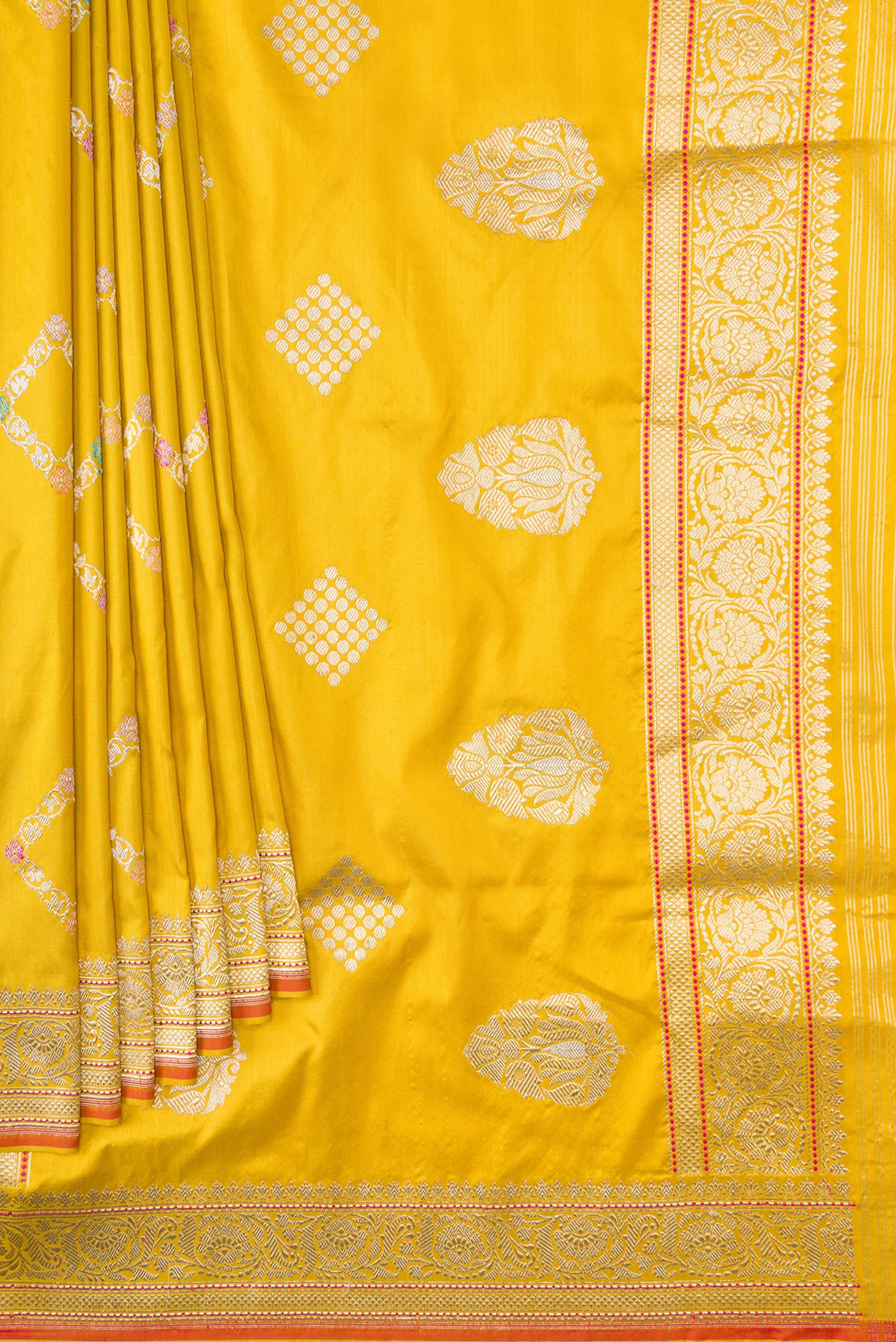 Yellow Banarasi Silk Saree - Image 4