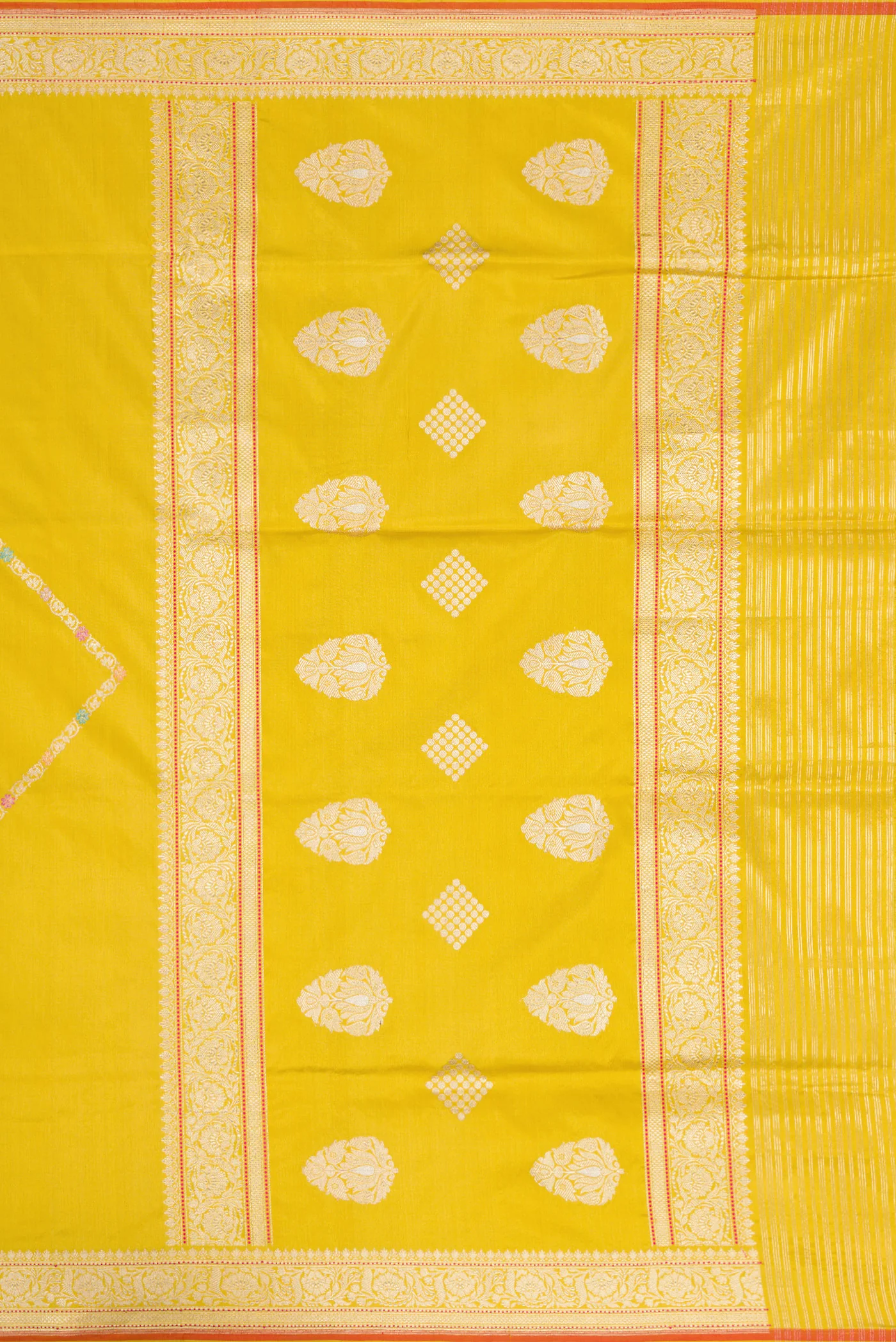 Yellow Banarasi Silk Saree - Image 7