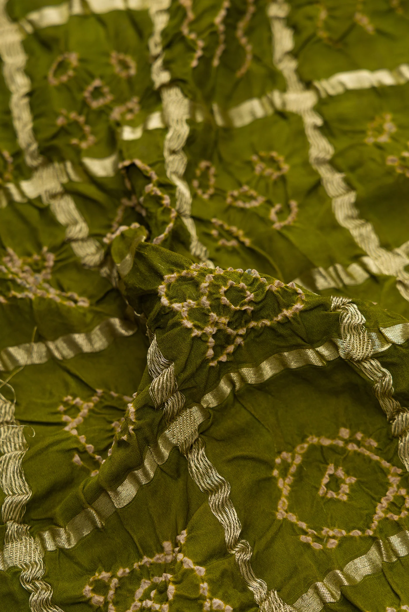 Mehandi Green Bandhani Silk Saree - Image 2