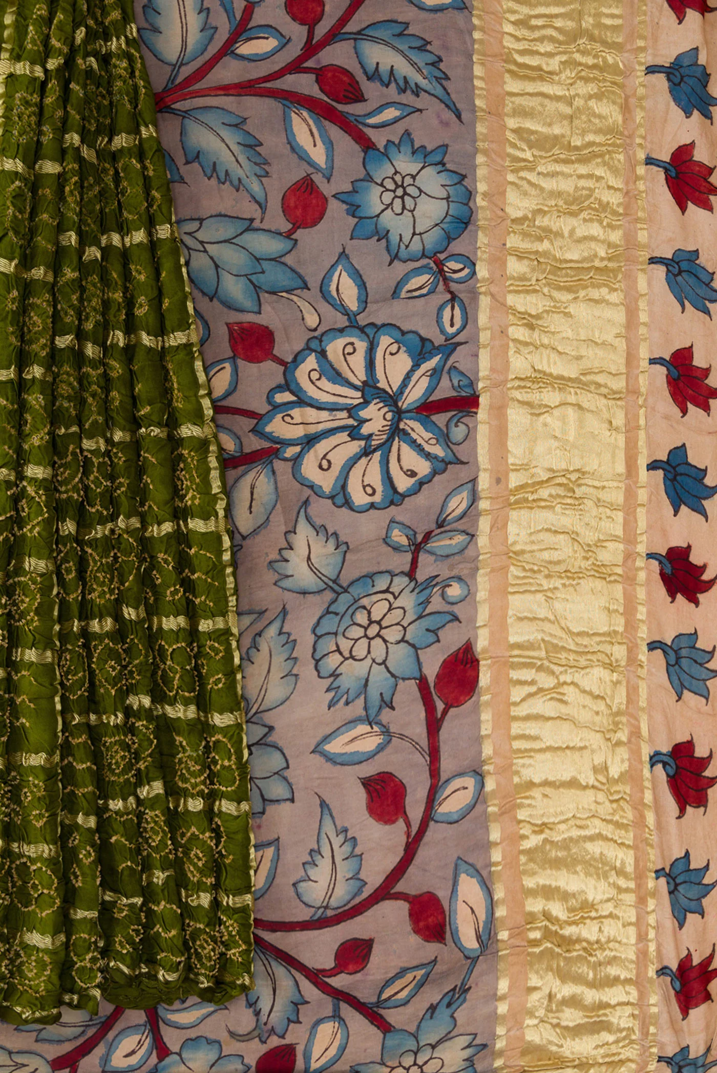 Mehandi Green Bandhani Silk Saree - Image 3