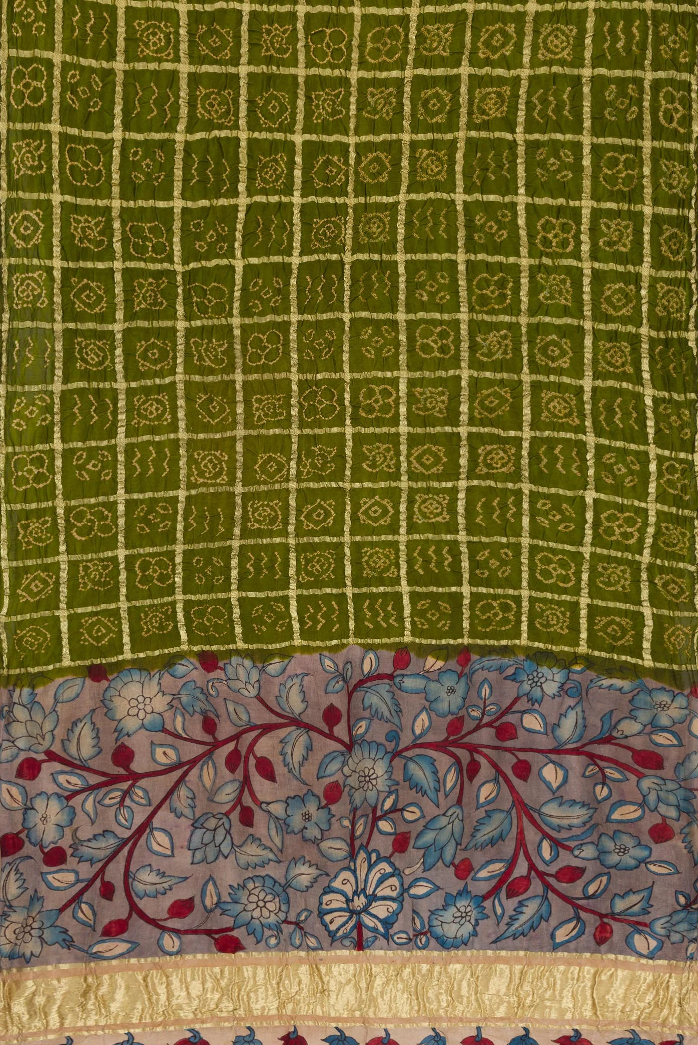 Mehandi Green Bandhani Silk Saree - Image 5