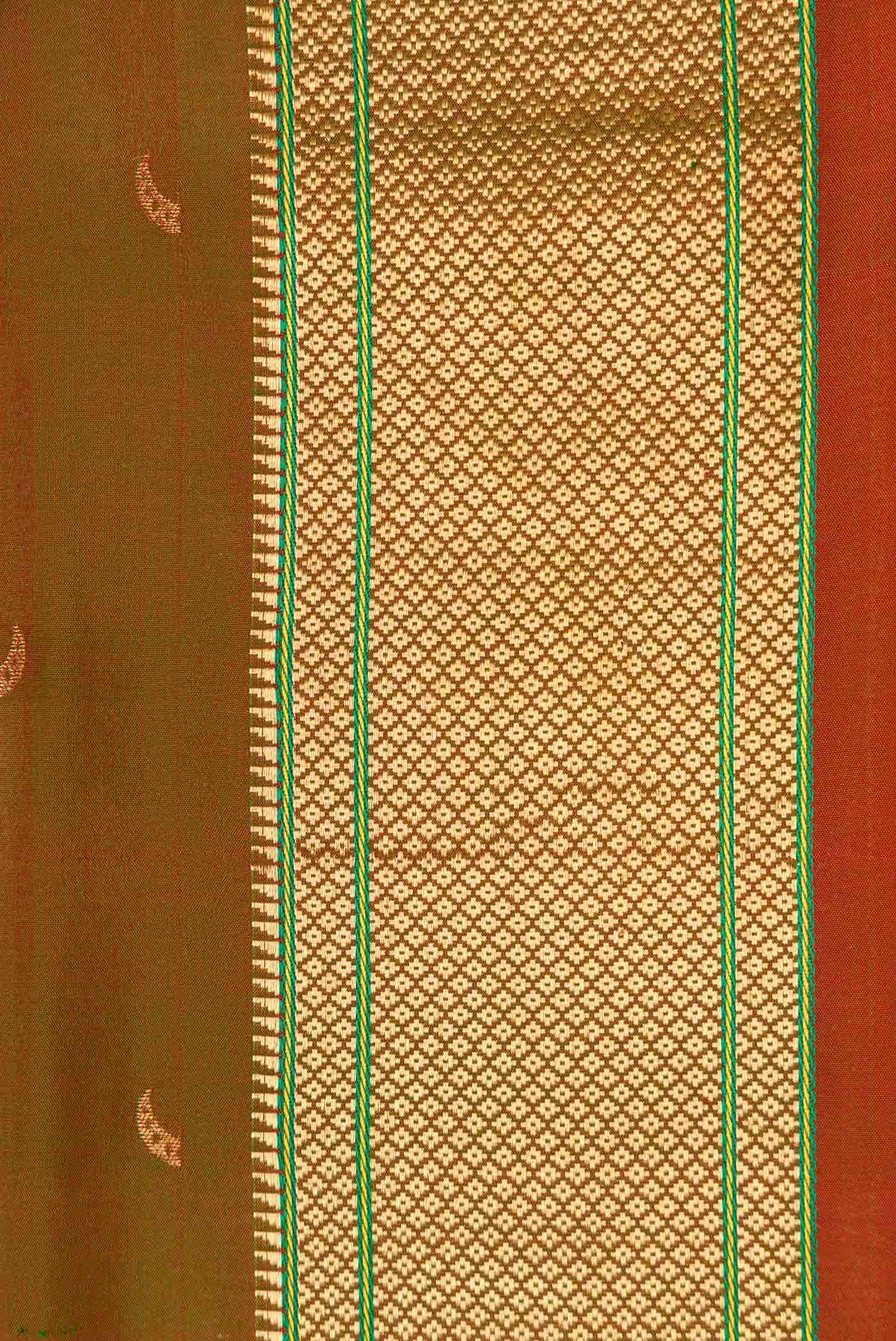 Mehandi Green Dual Tone Blended Paithani Silk Saree - Image 3