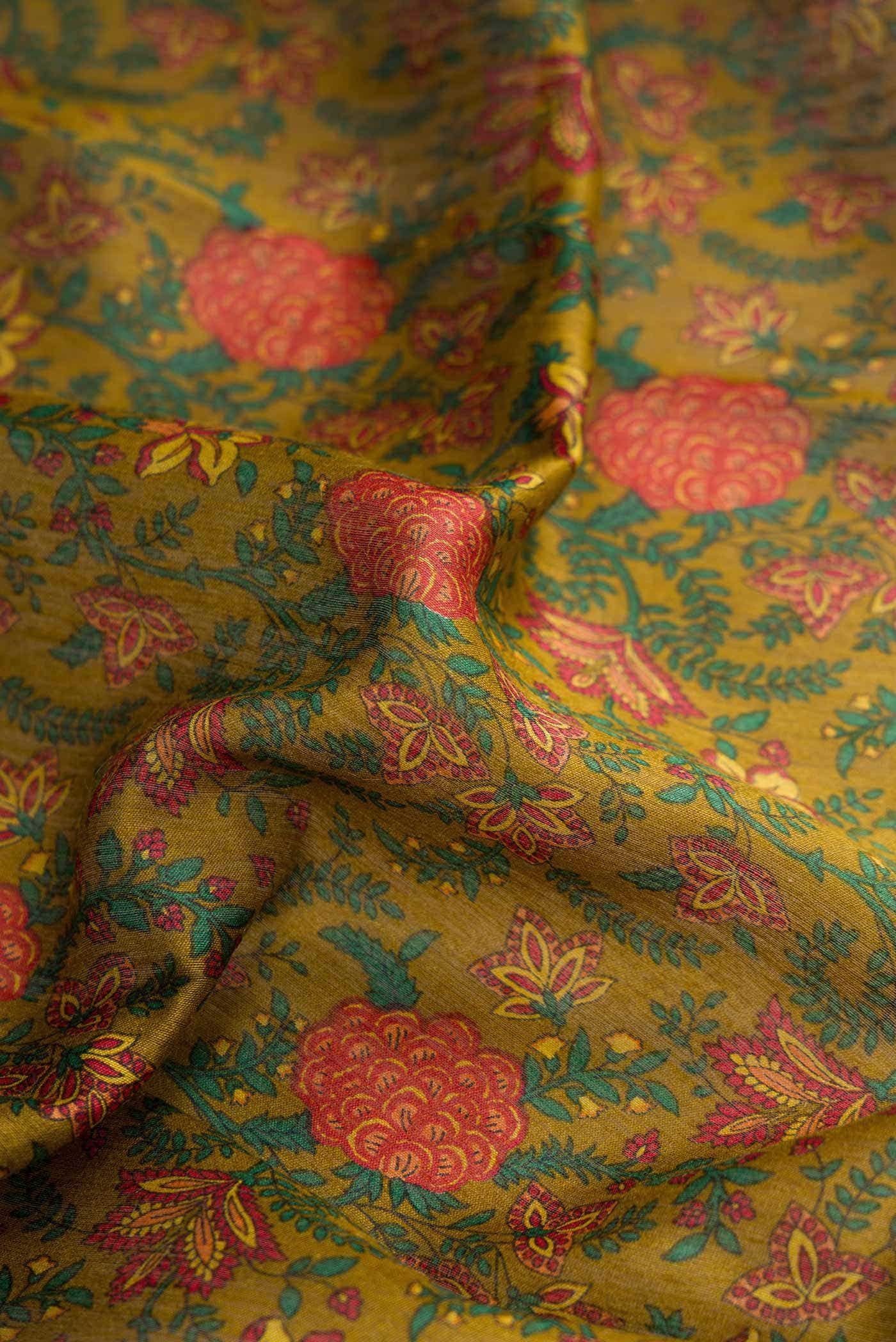 Mehandi Green Dual Tone Jute Silk Saree - Image 2