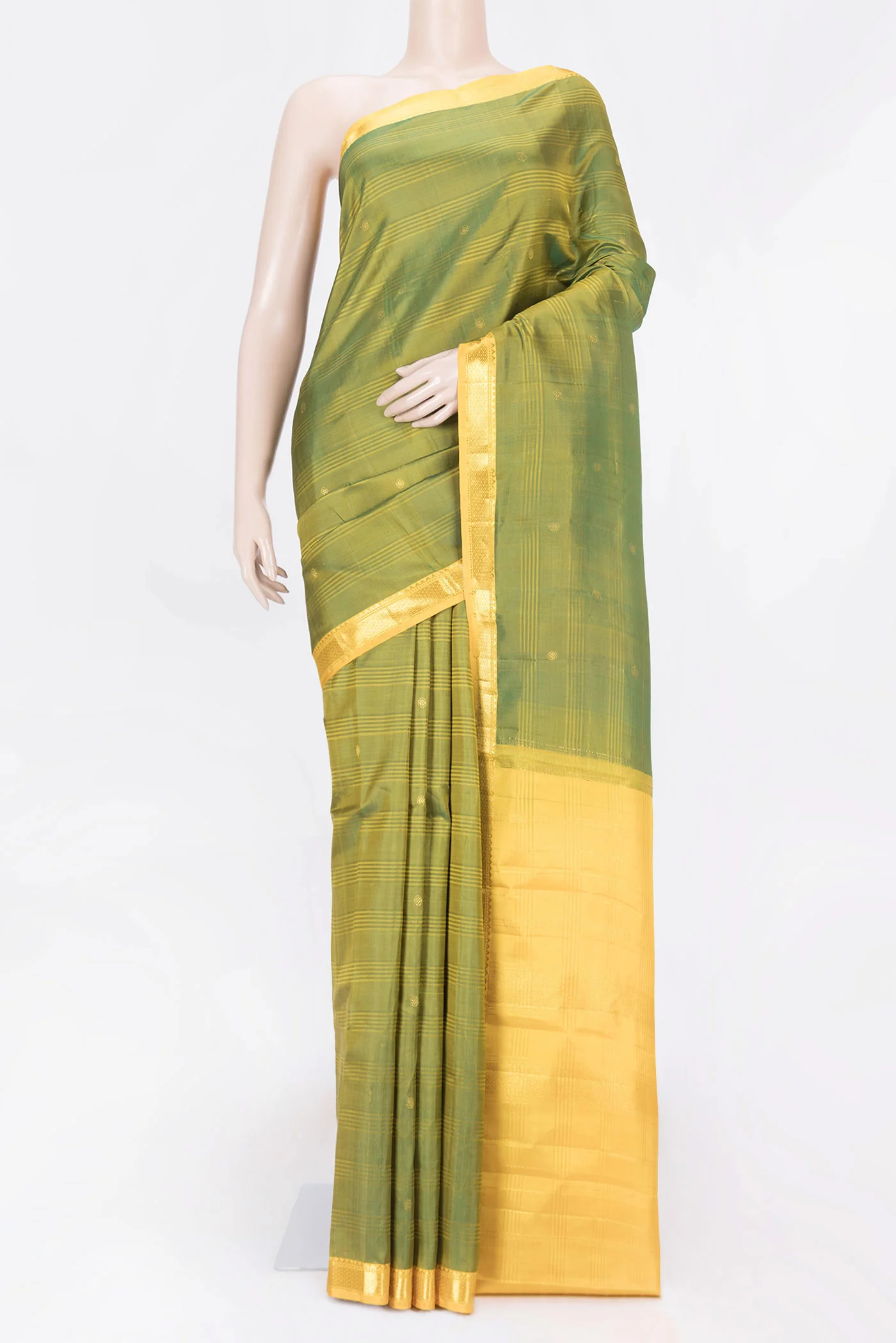 Mehandi Green Dual Tone Kanjivaram Saree