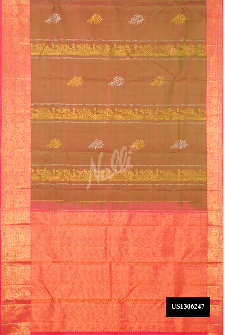 Mehandi Green Dual Tone Kanchipuram Silk Saree
