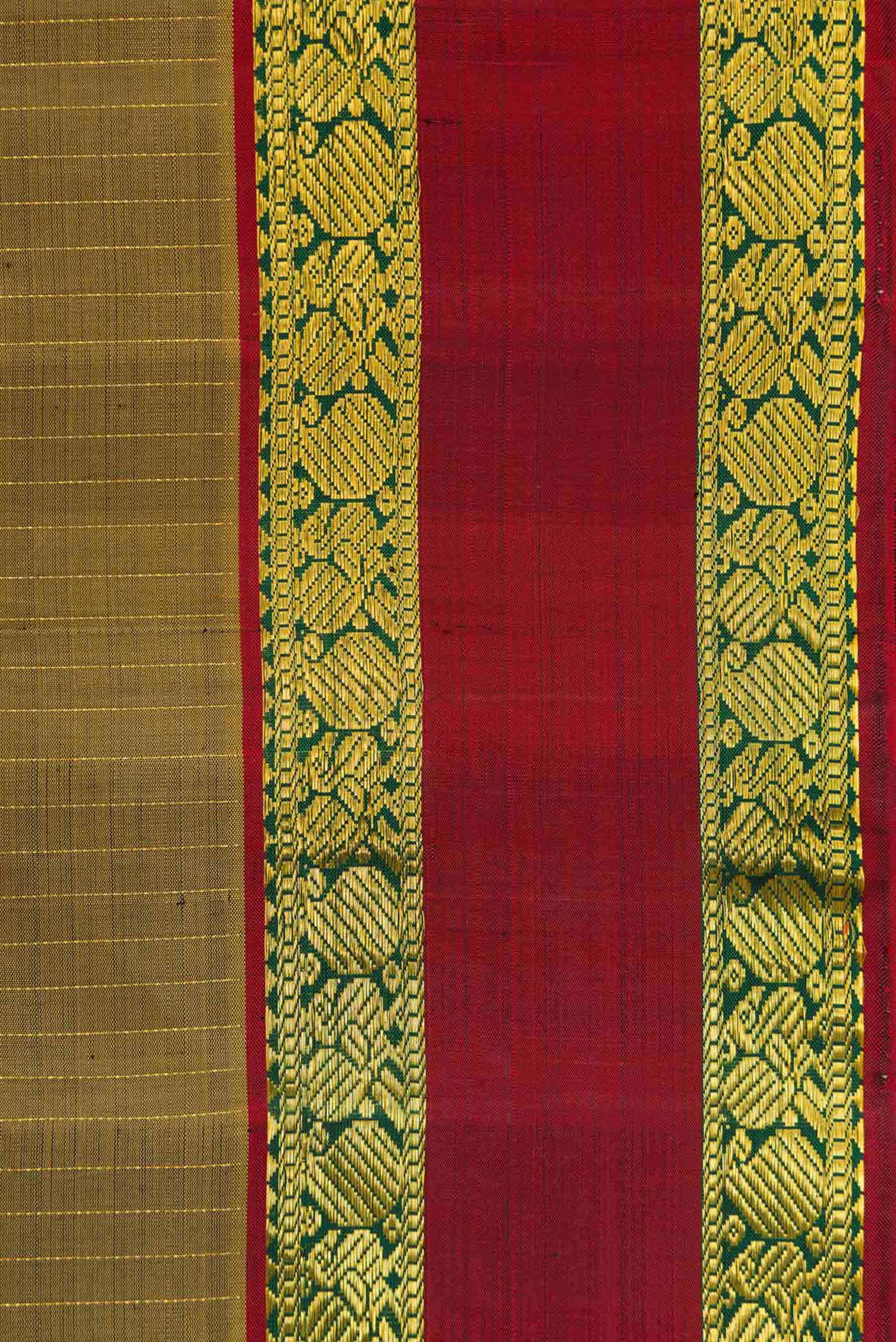 Mehandi Green Dual Tone Kanchipuram Silk Saree - Image 3