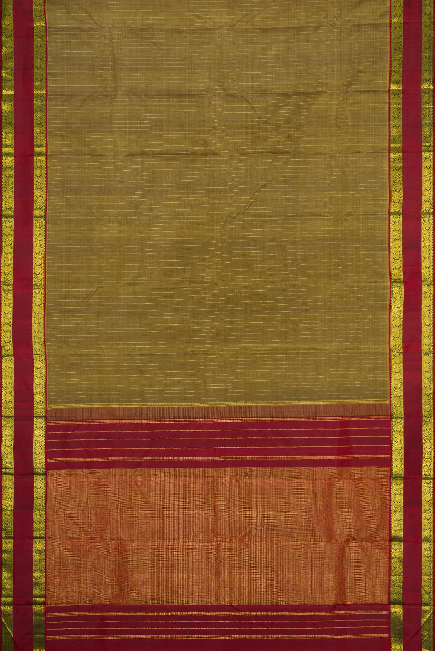Mehandi Green Dual Tone Kanchipuram Silk Saree - Image 6