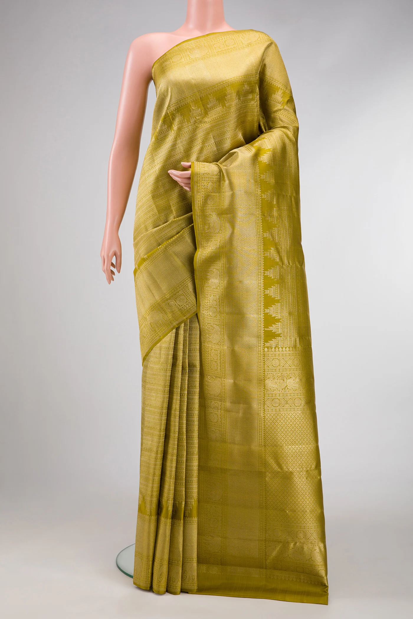 Mehandi Green Kanchipuram Silk Saree