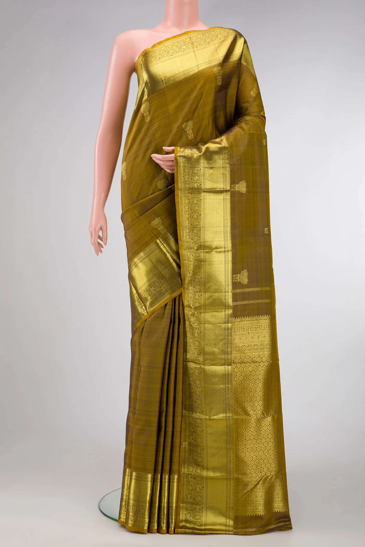 Mehandi Green Kanchipuram Silk Saree