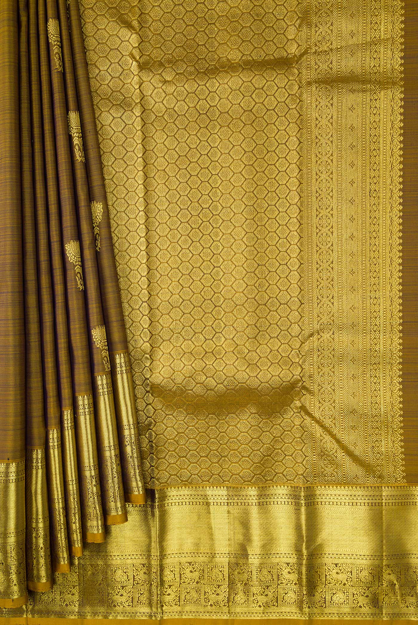 Mehandi Green Kanchipuram Silk Saree - Image 4
