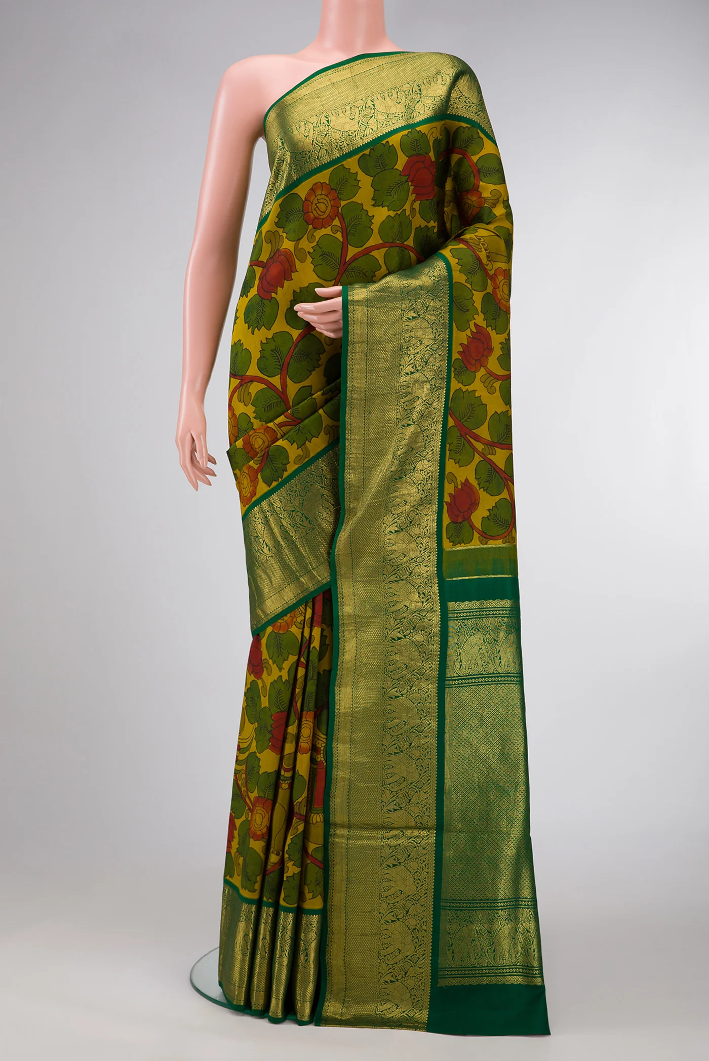 Mehandi Green Kanchipuram Silk Saree
