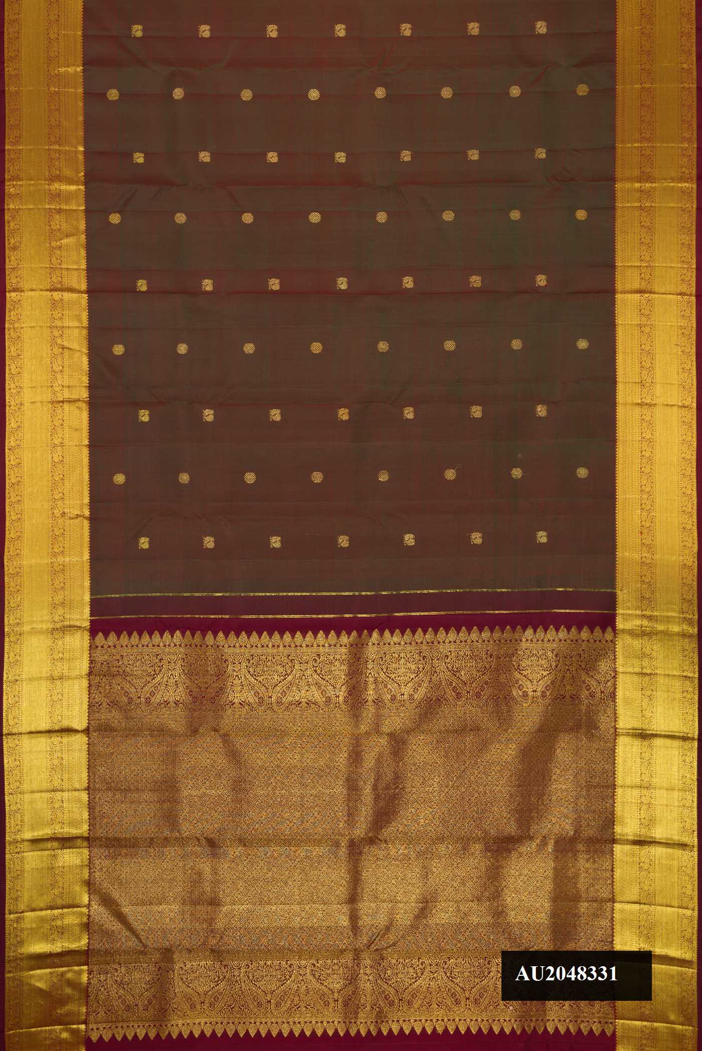 Mehandi Green Dual Tone Kanchipuram Silk Saree