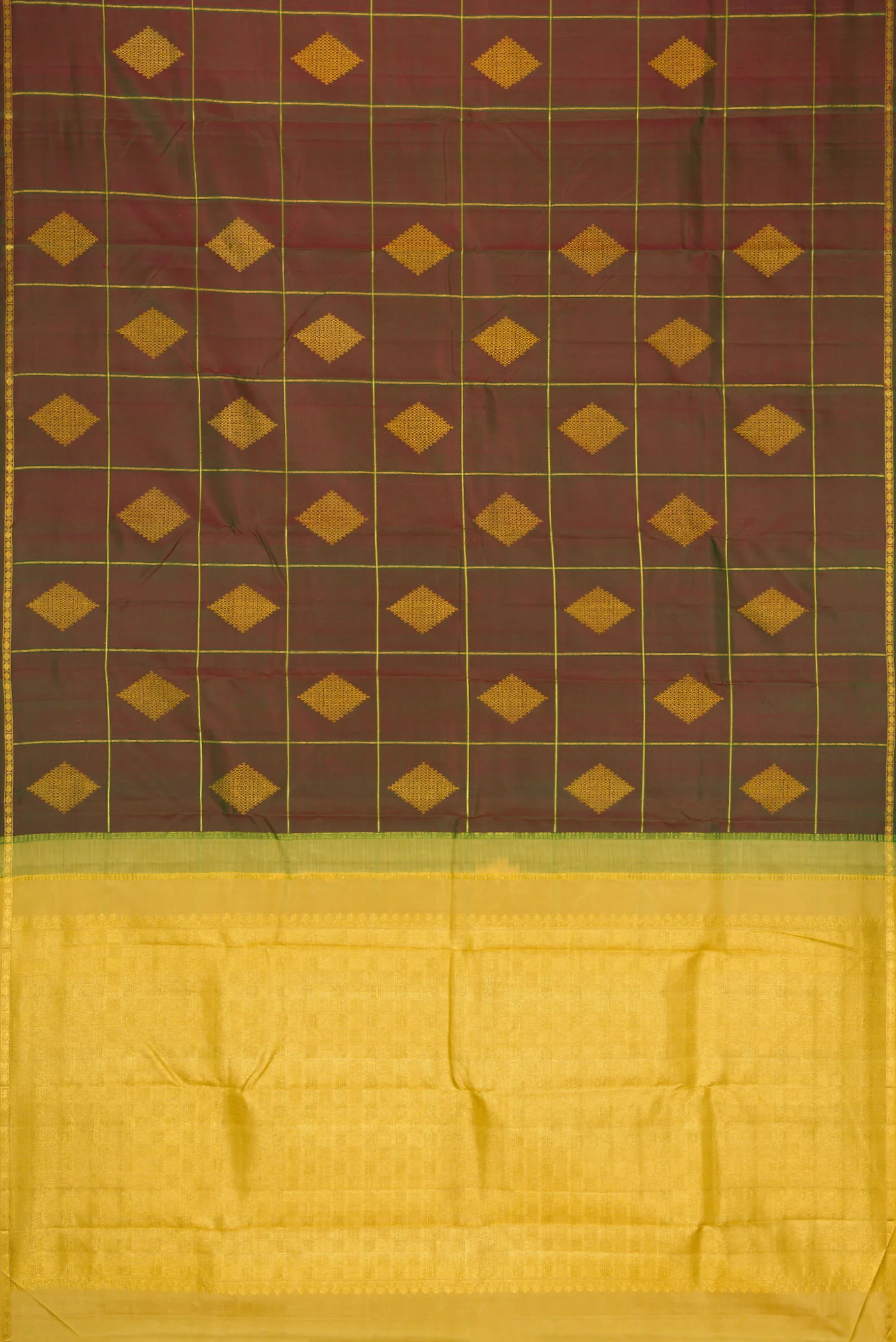 Green with Maroon Color Kanchipuram Silk Saree - Image 6