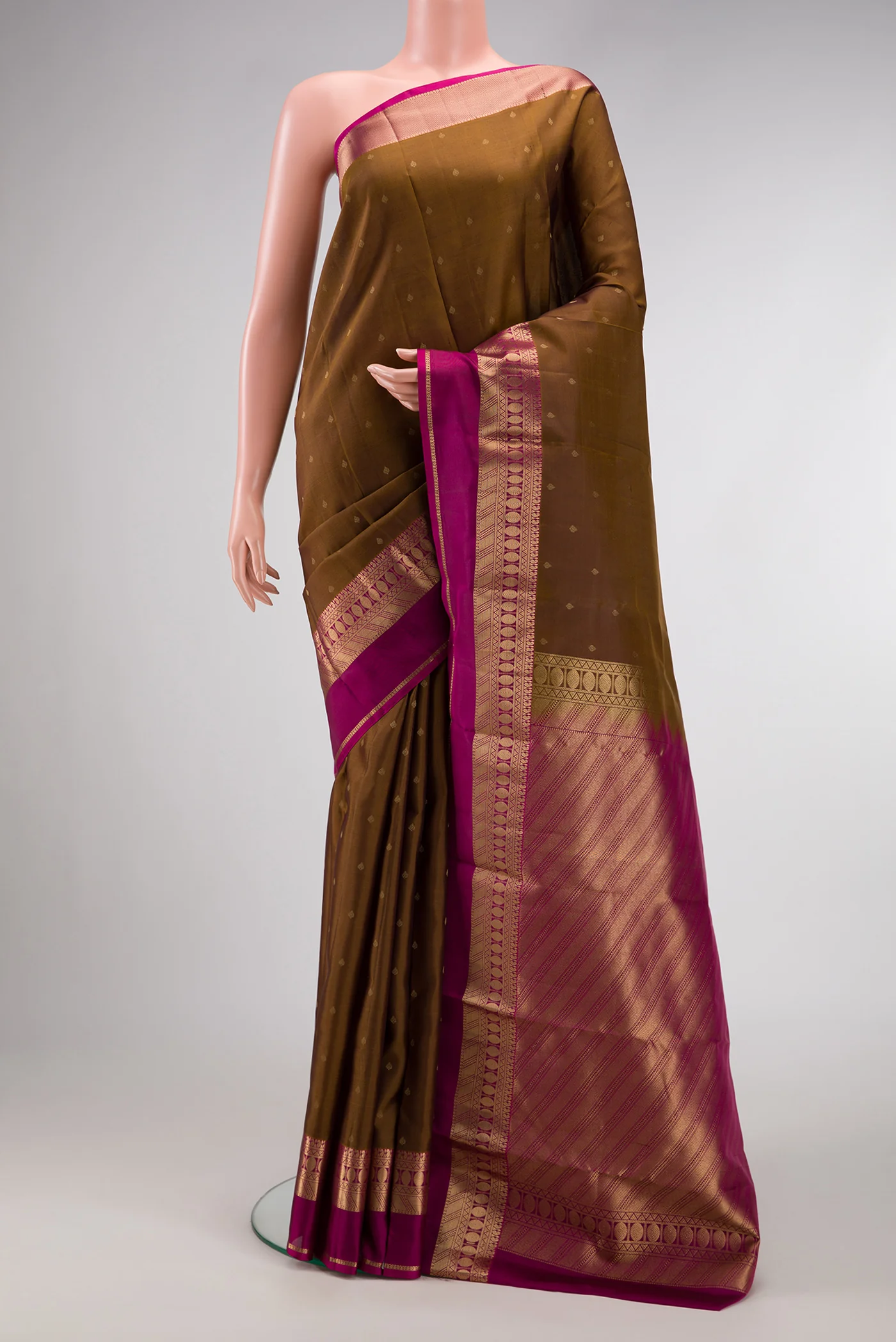 Brown Kanchipuram Silk Saree