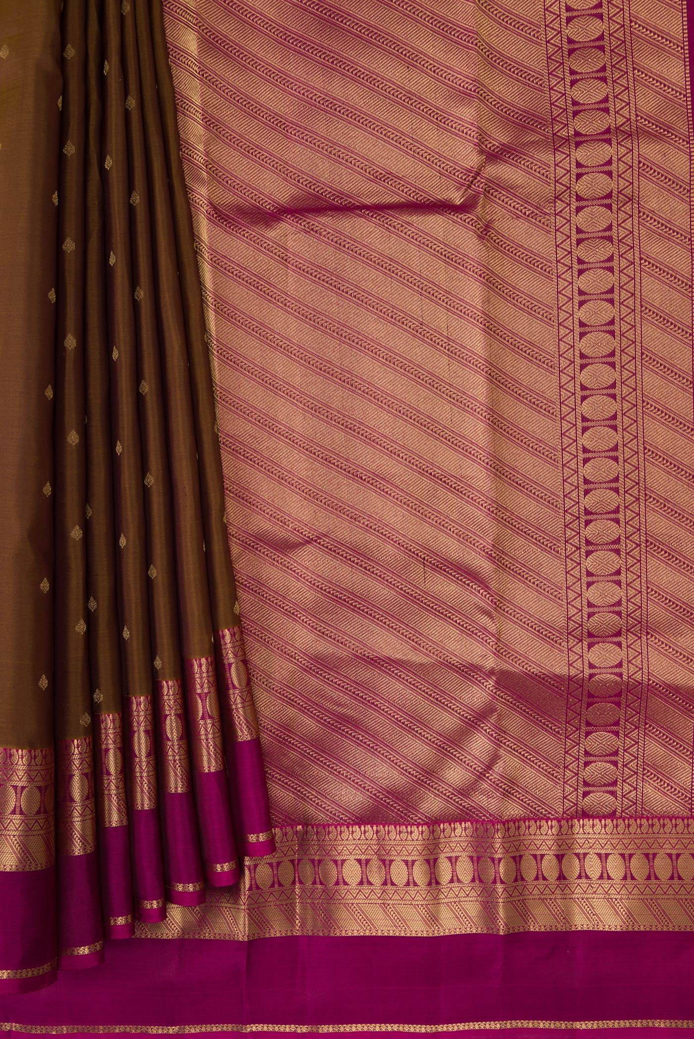 Brown Kanchipuram Silk Saree - Image 4
