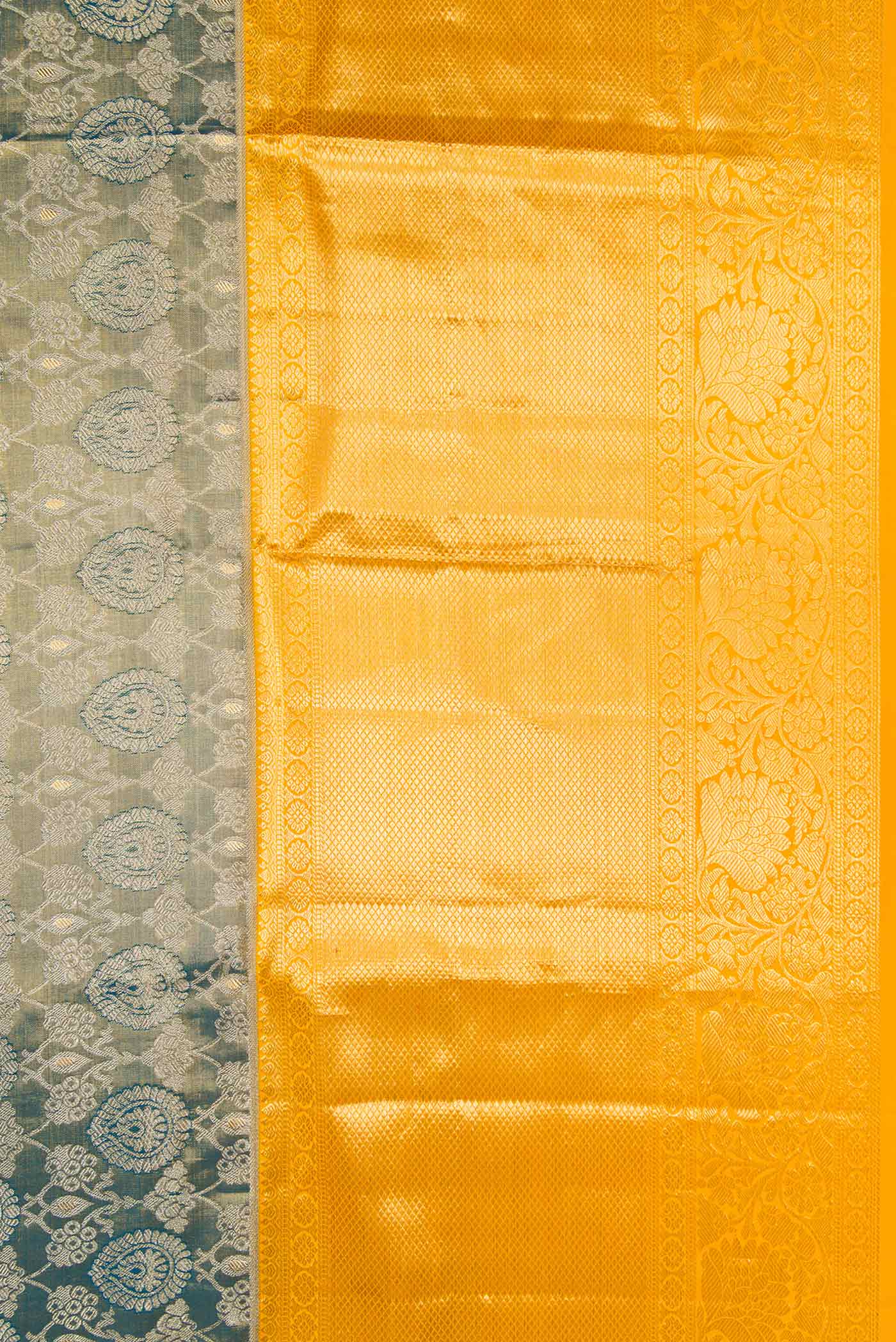 Blue with Silver Color Kanjivaram Tissue Silk Saree - Image 3