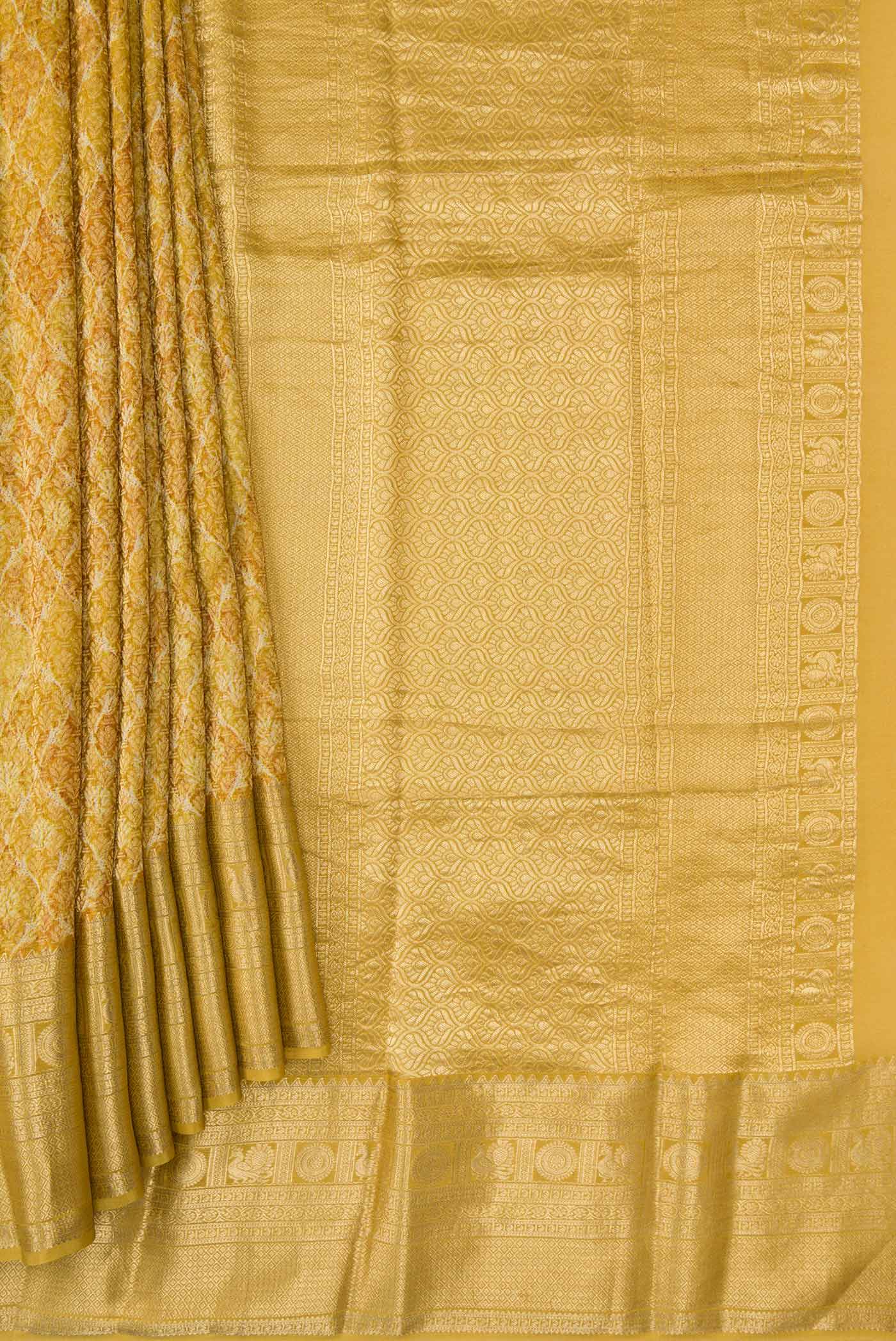 Mustard Mysore Crepe Saree - Image 4