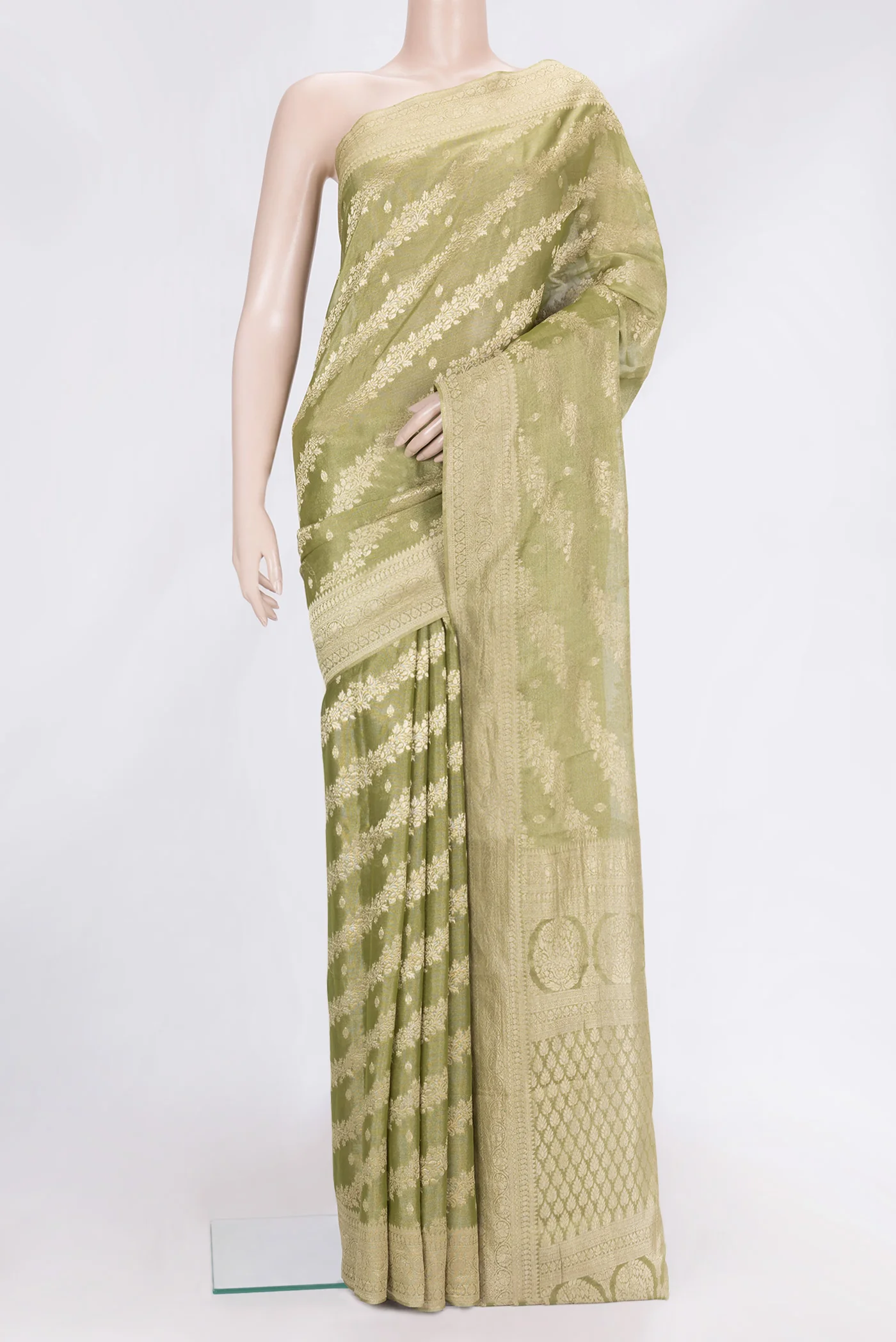 Mehandi Green Dual Tone Mysore Georgette Saree