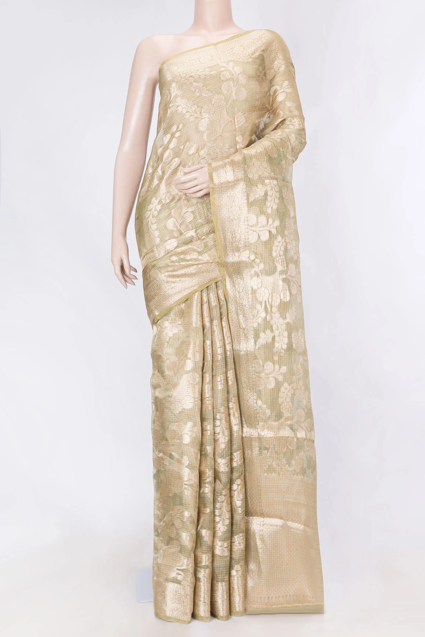 Mehandi Green Dual Tone Organza Silk Saree