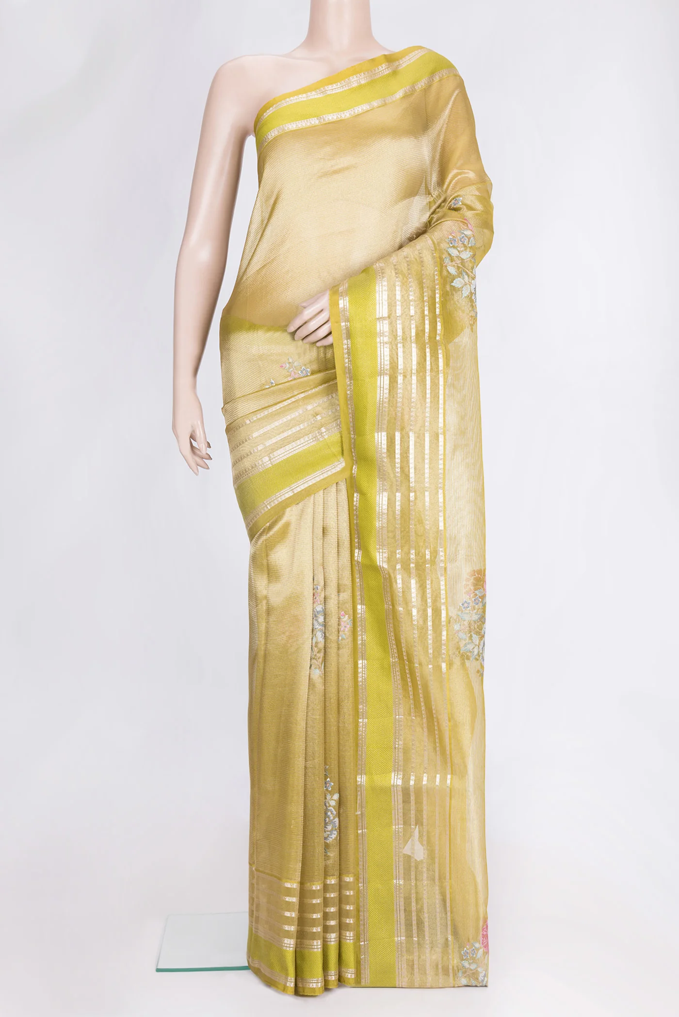 Yellow Organza Silk Saree