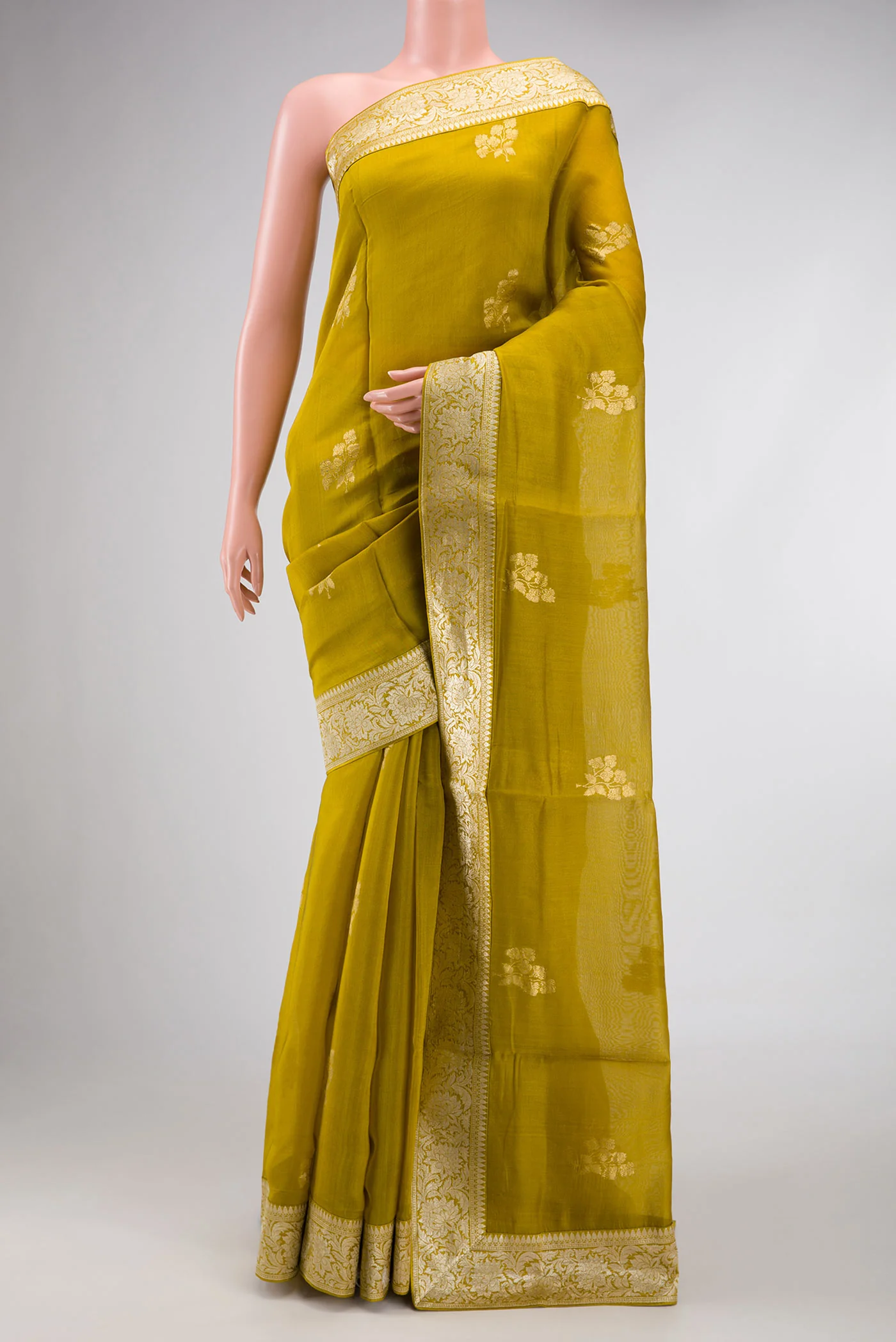 Mehandi Green Organza Silk Saree