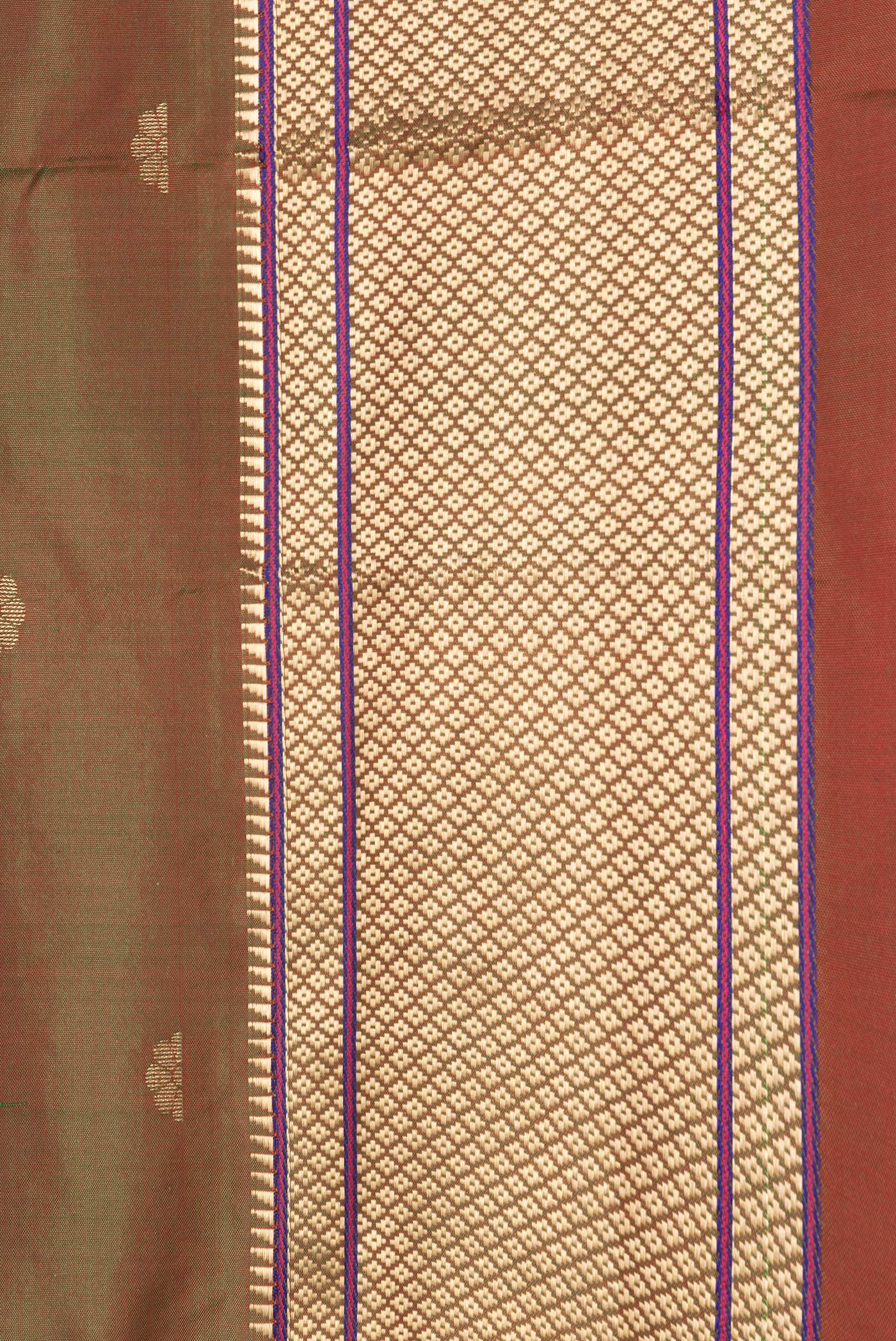 Mehandi Green Dual Tone Blended Paithani Silk Saree - Image 3