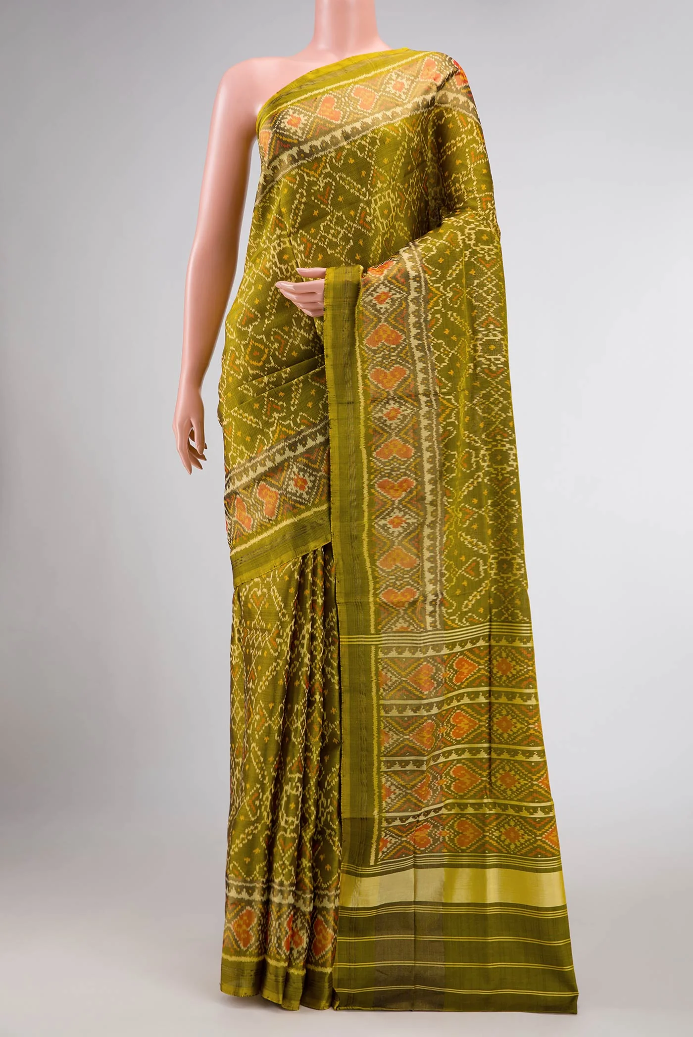 Mehandi Green Dual Tone Rajkot Patola Silk Saree