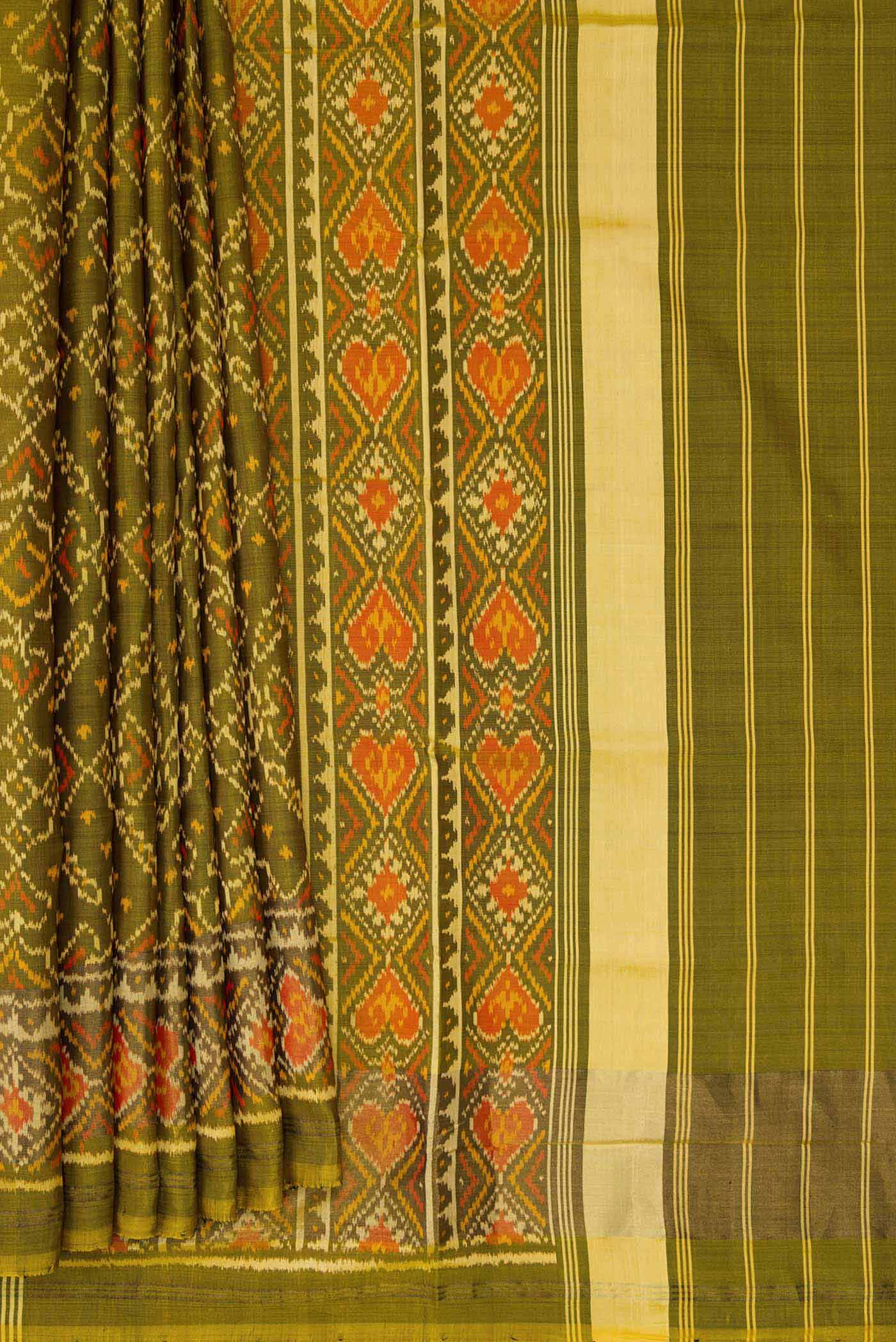 Mehandi Green Dual Tone Rajkot Patola Silk Saree - Image 4