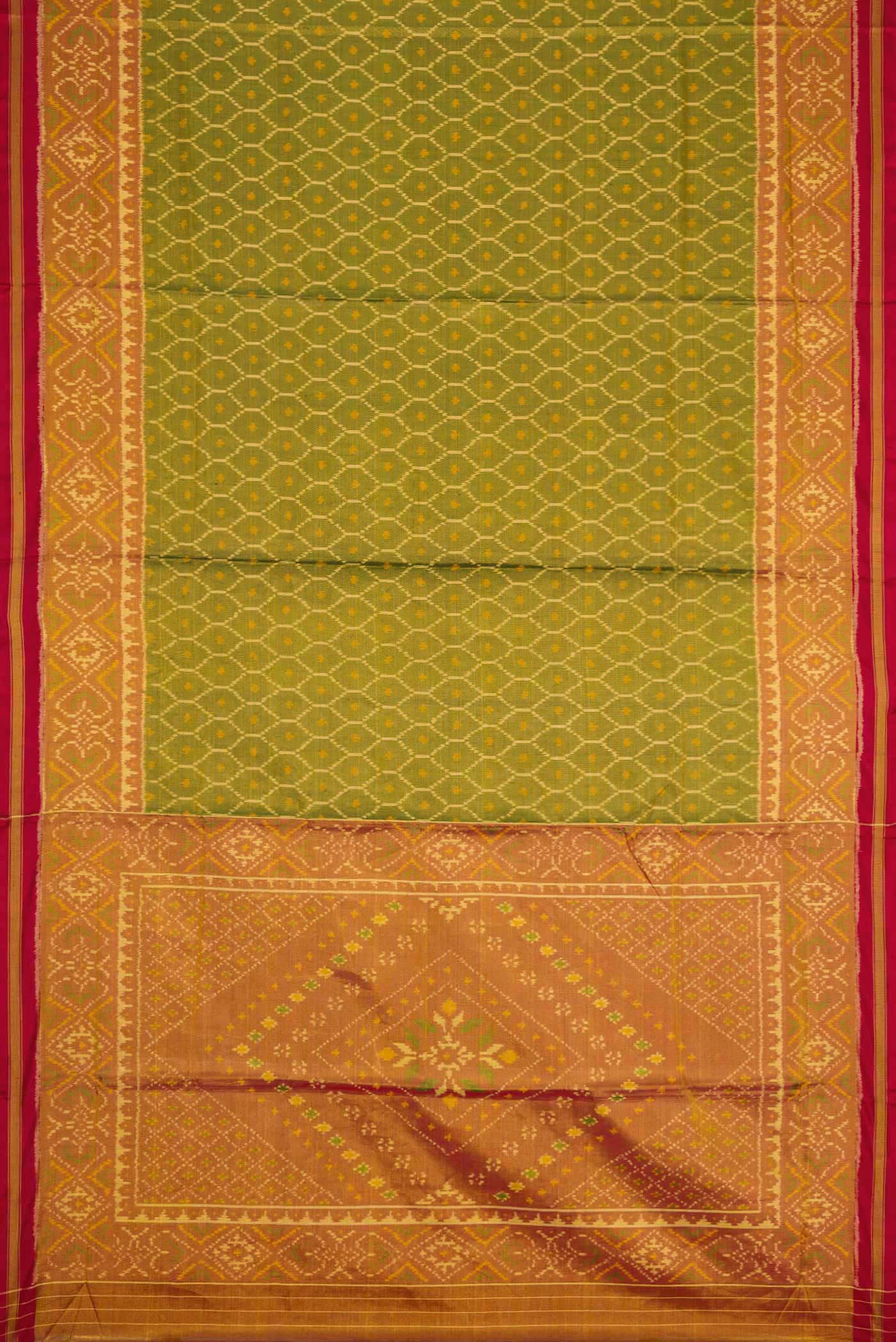 Mehandi Green Dual Tone Rajkot Patola Silk Saree - Image 6