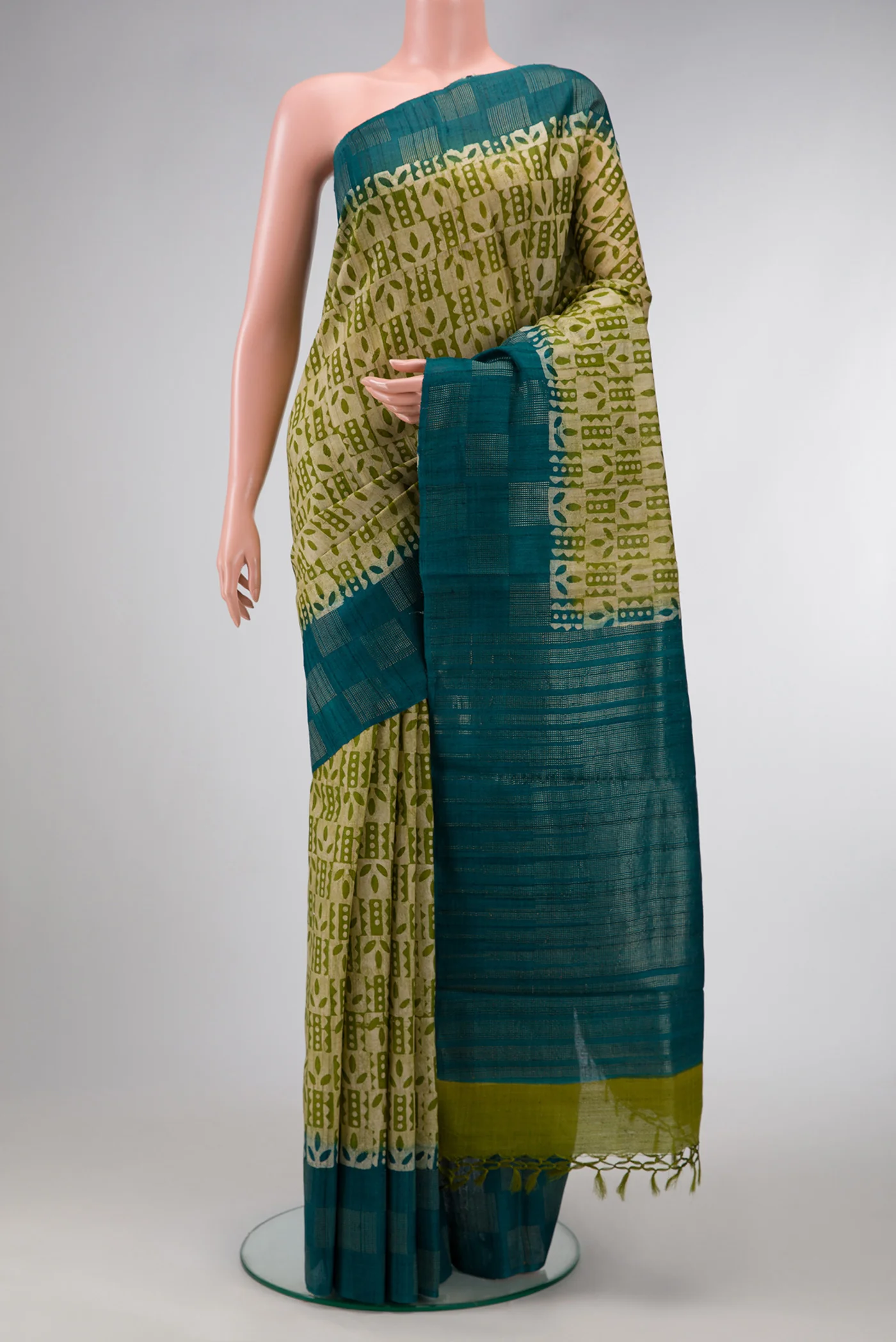 Green Tussar Silk Saree