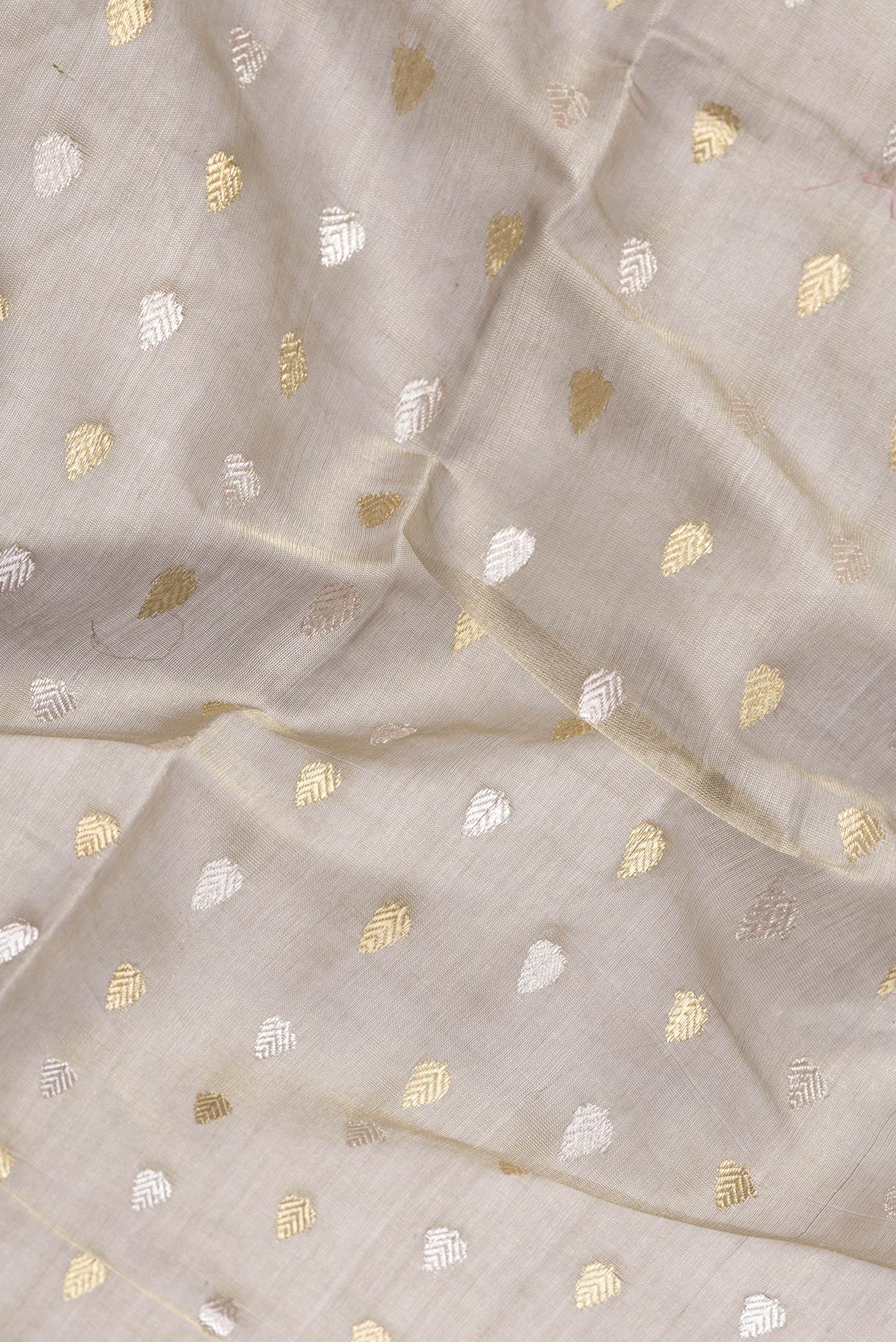 Dark Beige Dual Tone Chanderi Tissue Silk Saree - Image 2