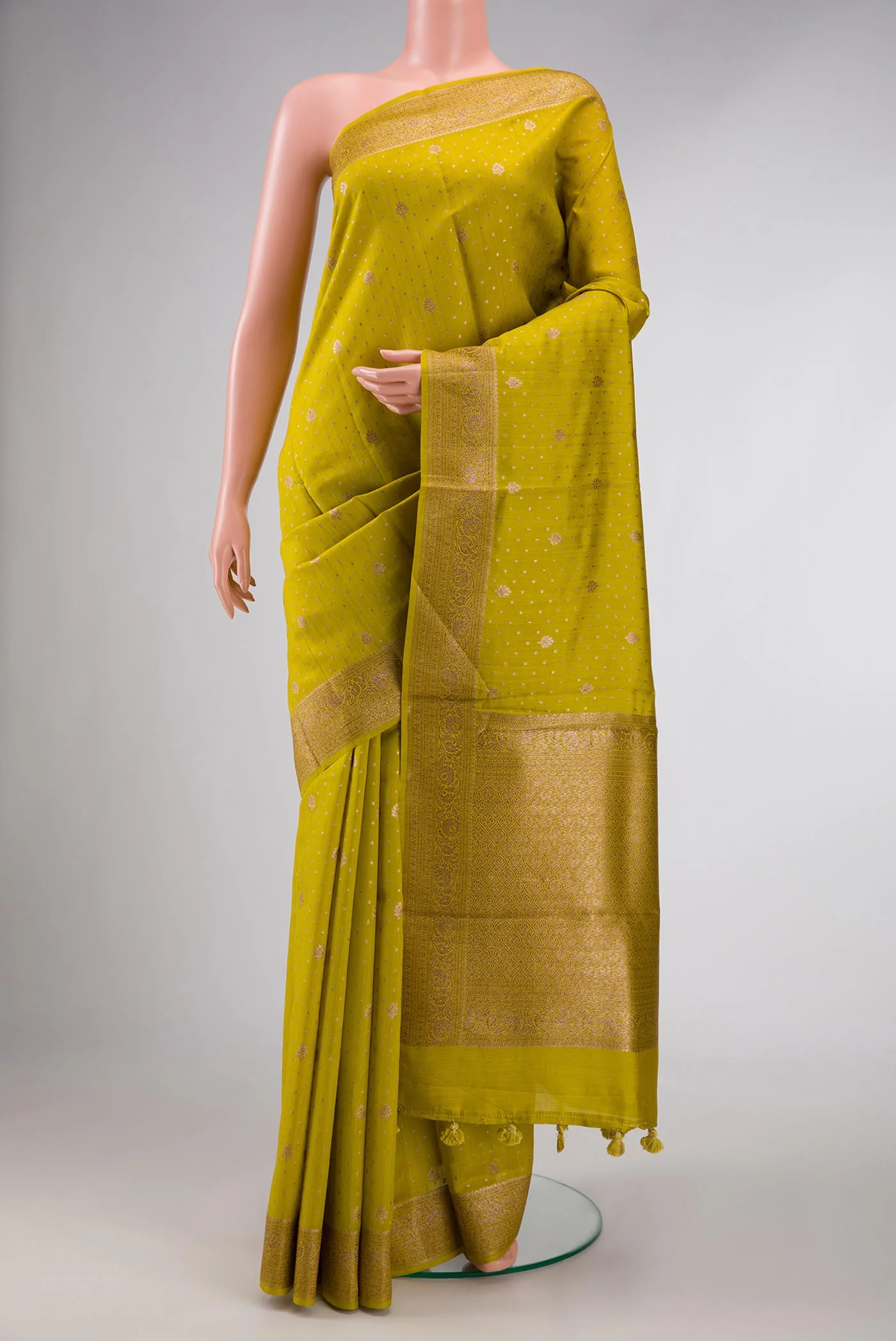 Mehandi Green Dual Tone Tussar Silk Saree