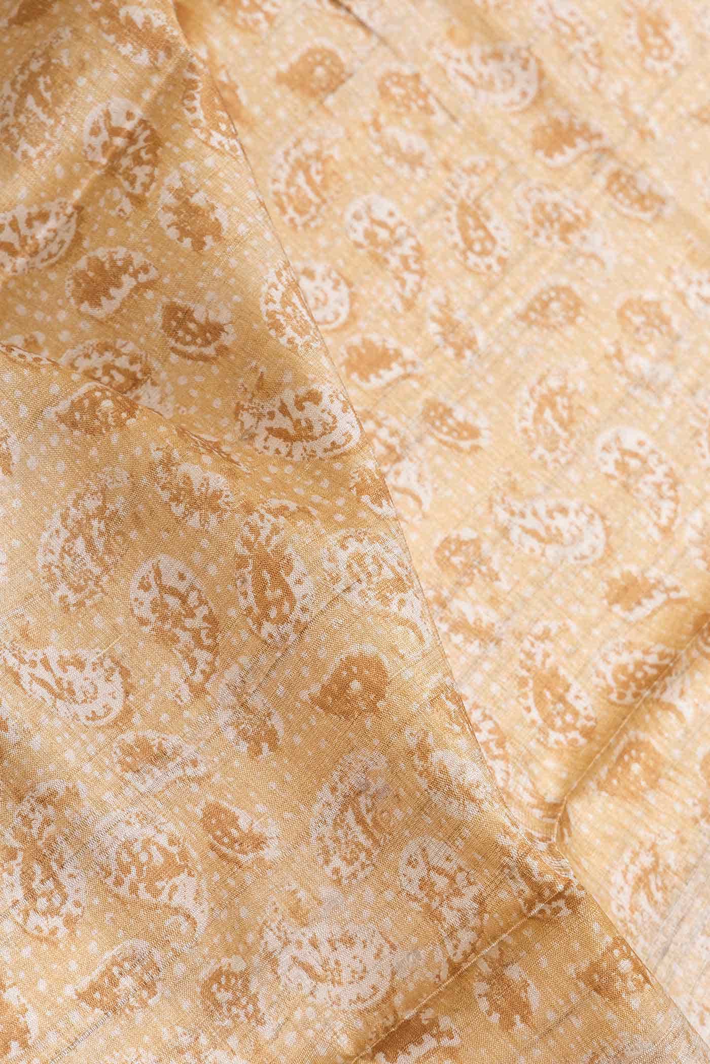 Beige Tussar Silk Saree - Image 2