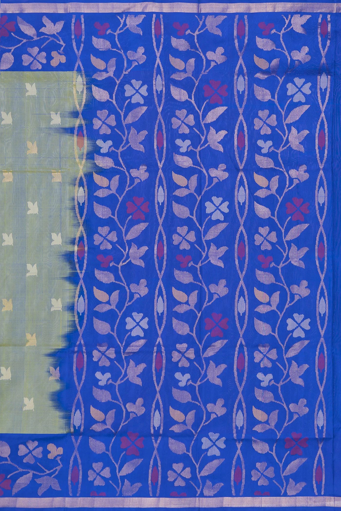 Green with Blue Color Uppada Silk Saree - Image 7