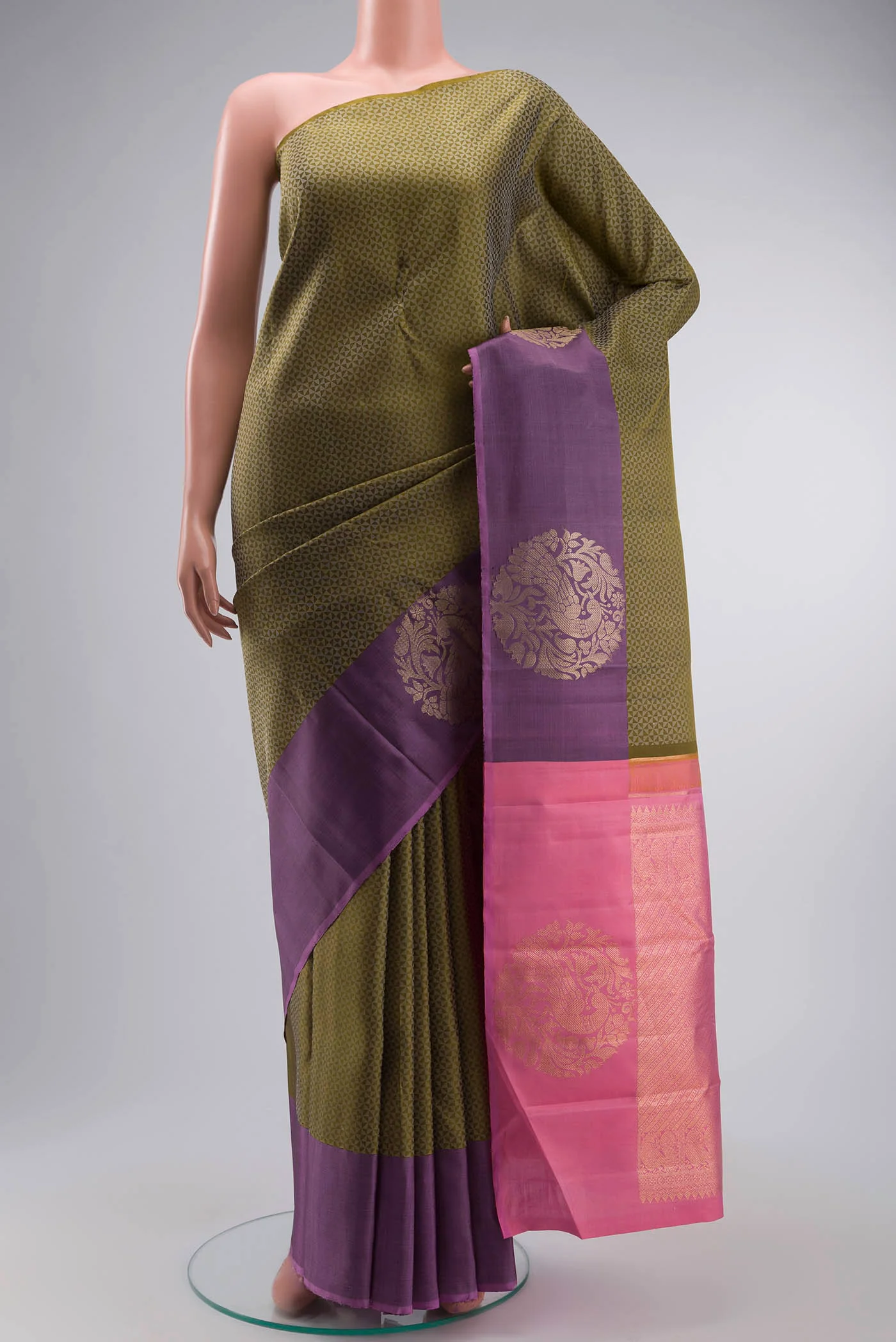 Mehandi Green Kanchipuram Silk Saree