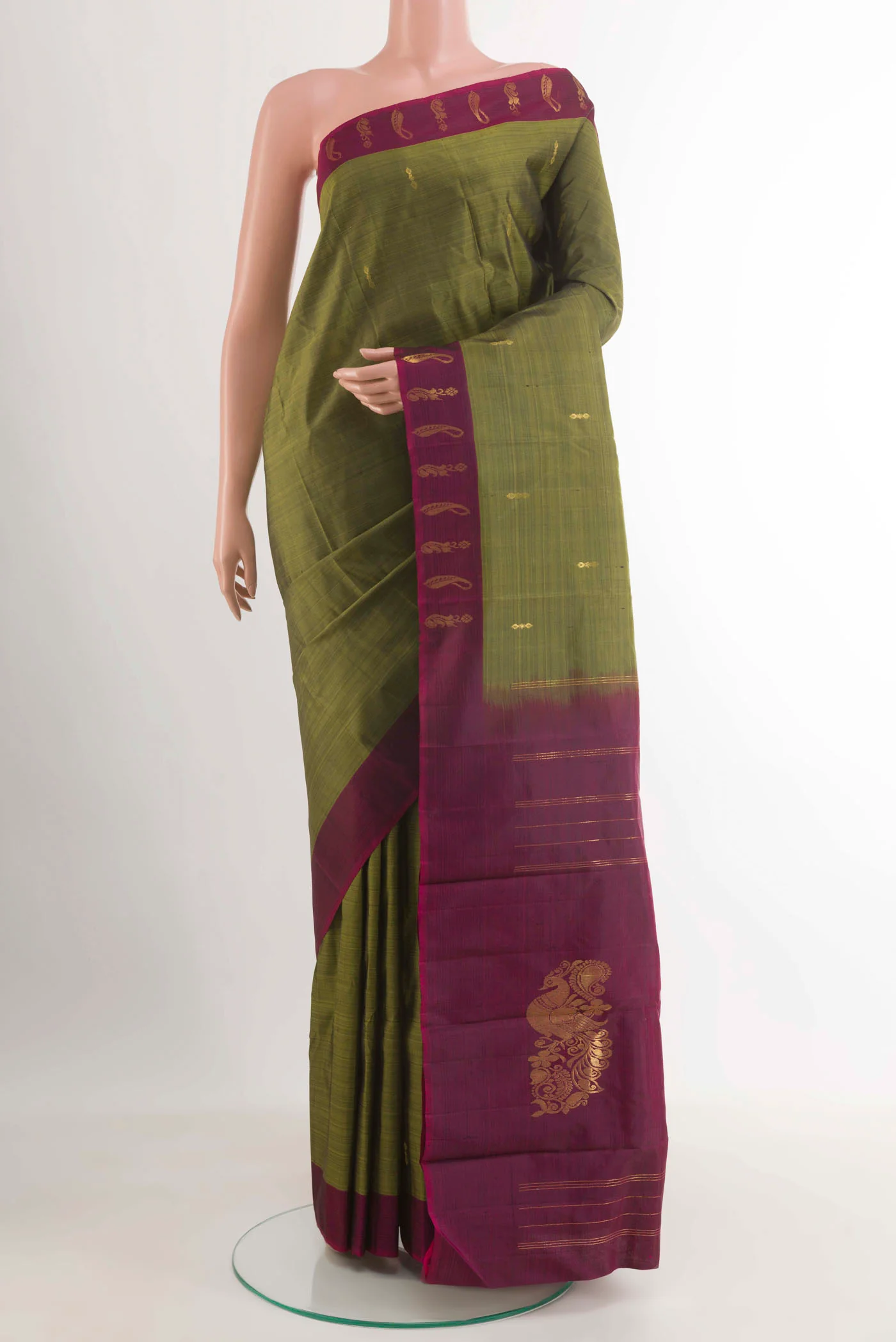 Mehandi Green Kanchipuram Silk Saree