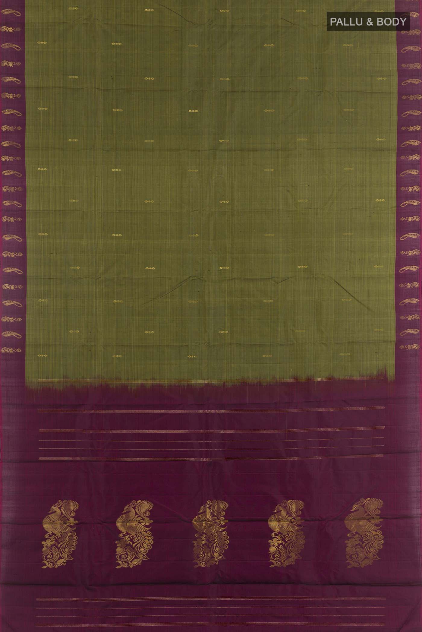Mehandi Green Kanchipuram Silk Saree - Image 3