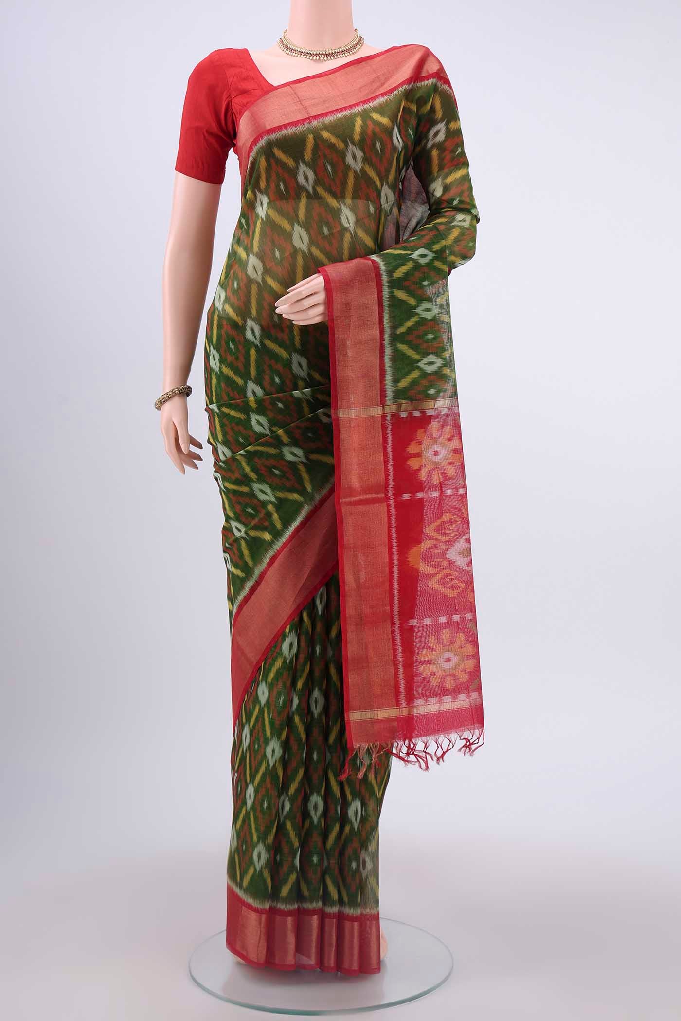 Mehandi Green Silk Cotton Saree