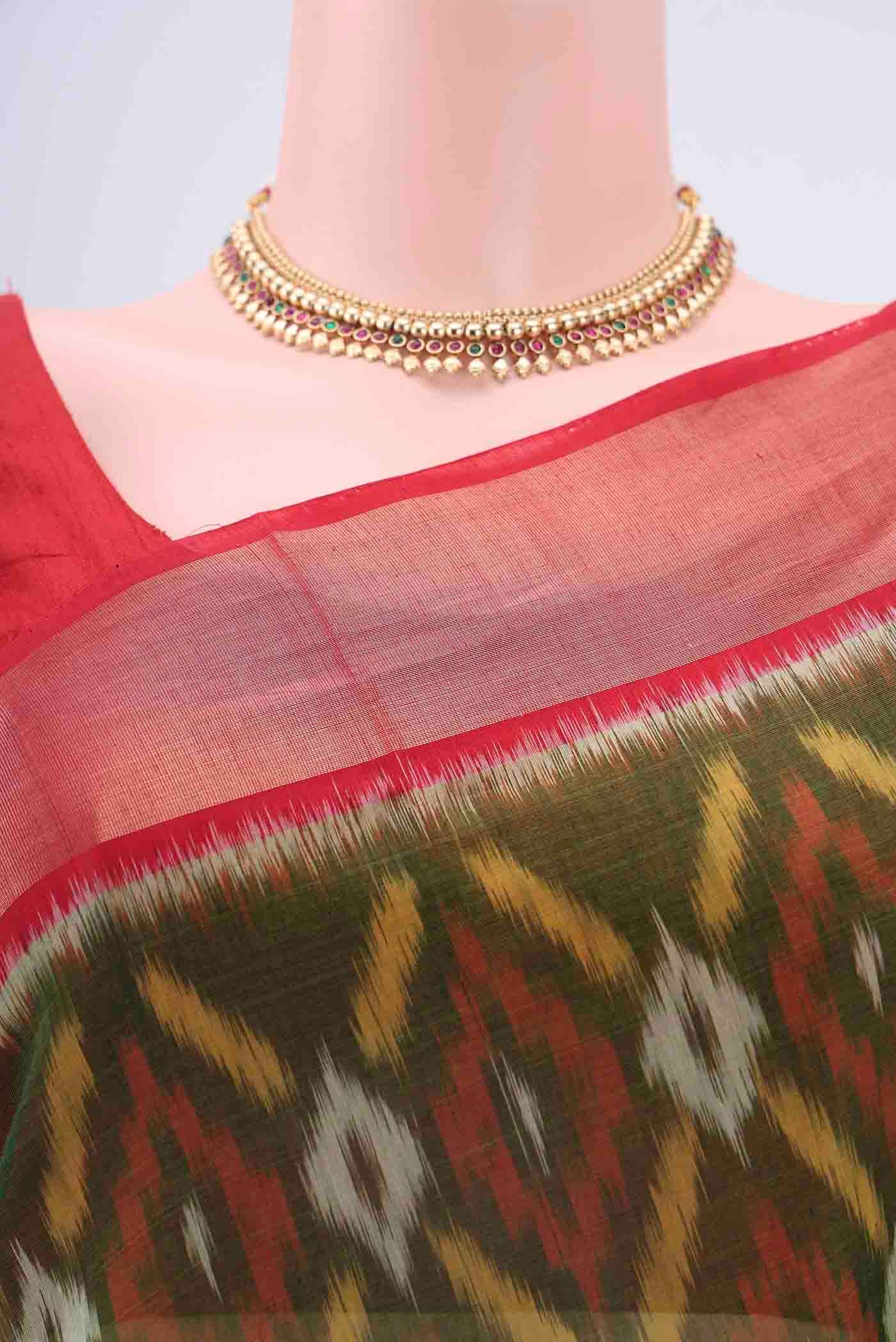 Mehandi Green Silk Cotton Saree - Image 2