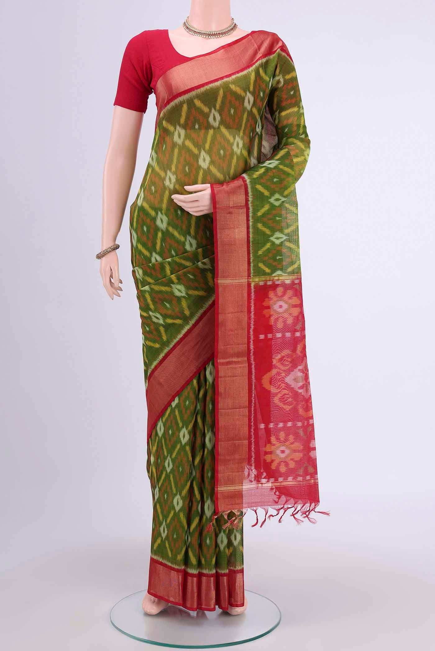 Green Silk Cotton Saree