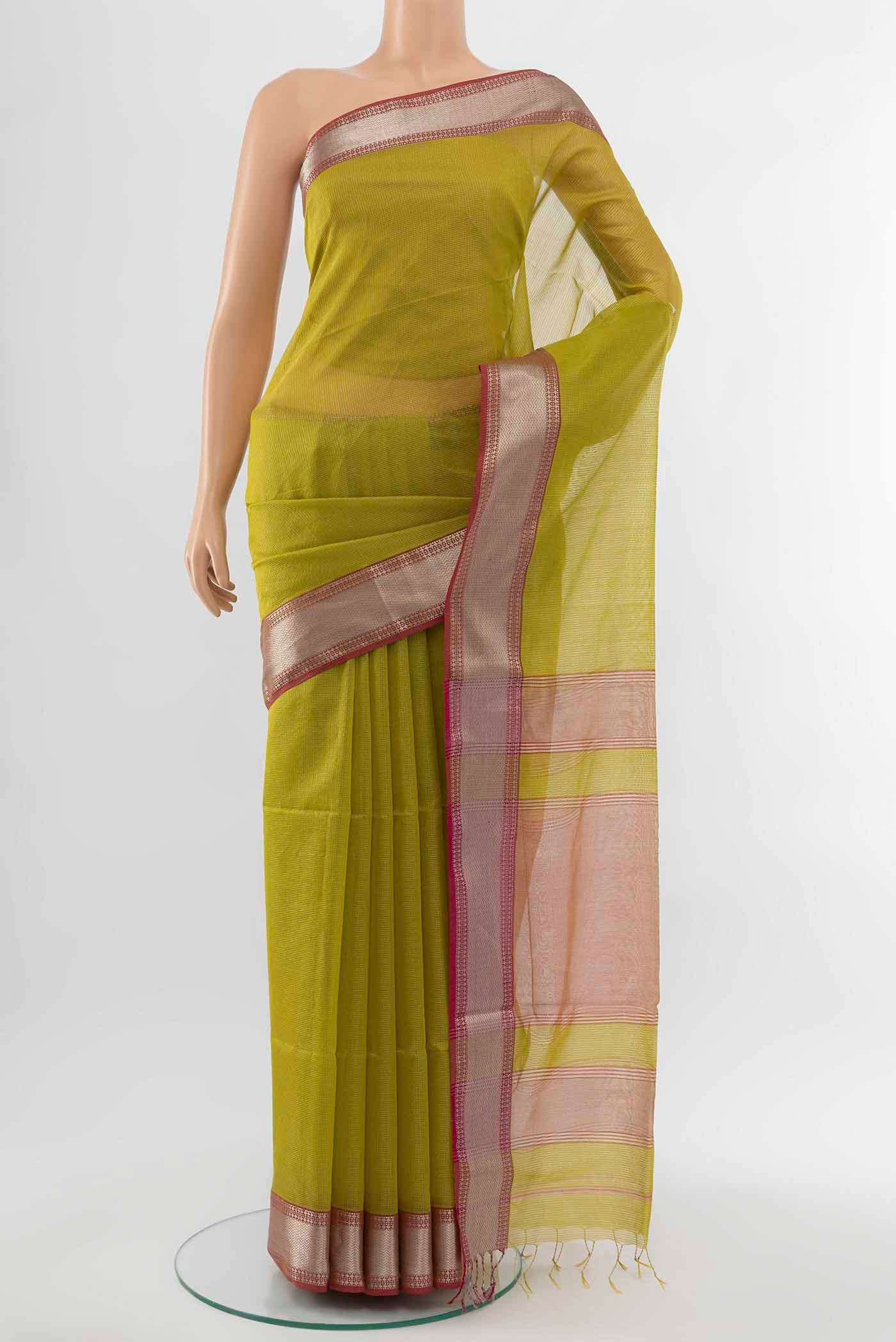 Mehandi Green Maheshwari Silk Cotton Saree