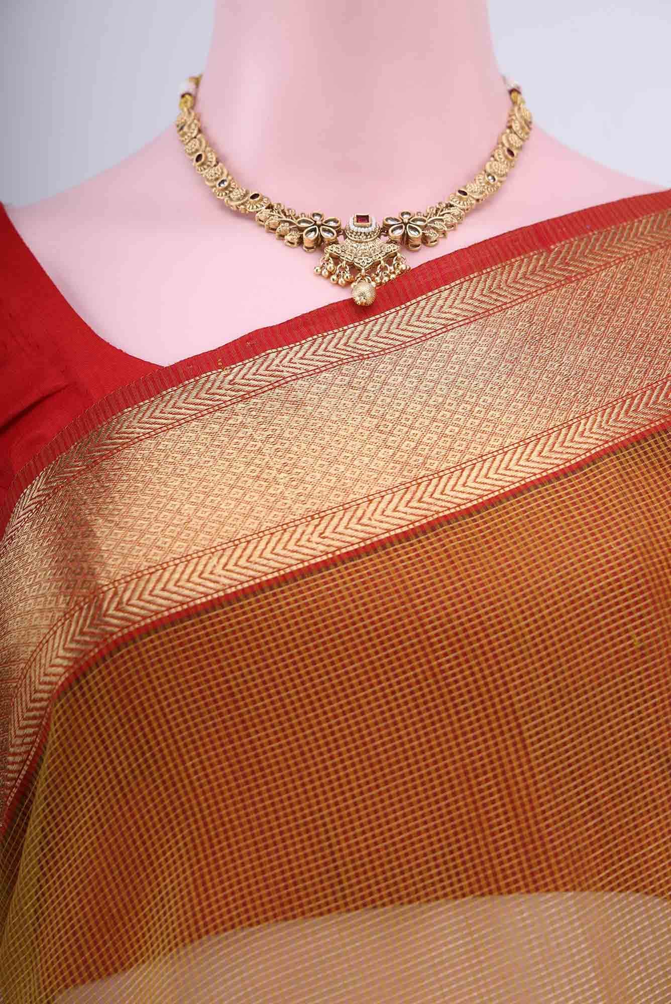 Mehandi Green Maheshwari Silk Cotton Saree - Image 3
