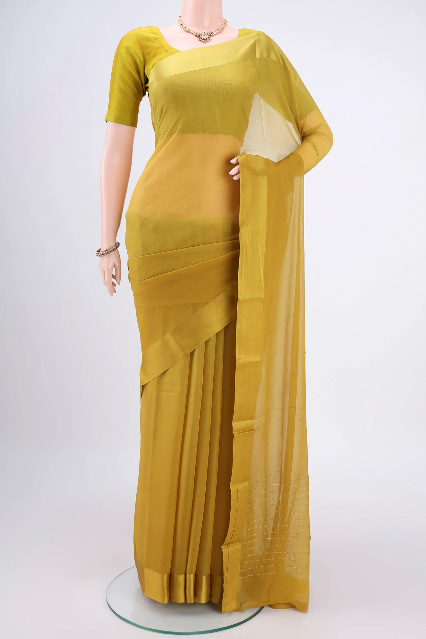 Mustard Mysore Chiffon Saree