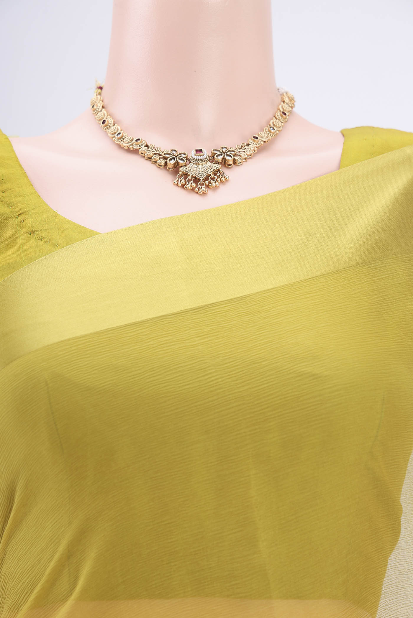 Mustard Mysore Chiffon Saree - Image 2