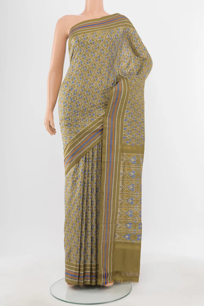 Olive Green Pochampally Silk Saree