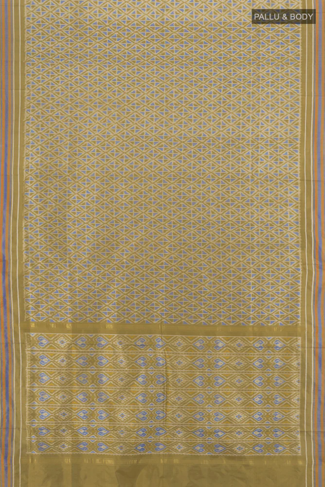 Olive Green Pochampally Silk Saree - Image 5